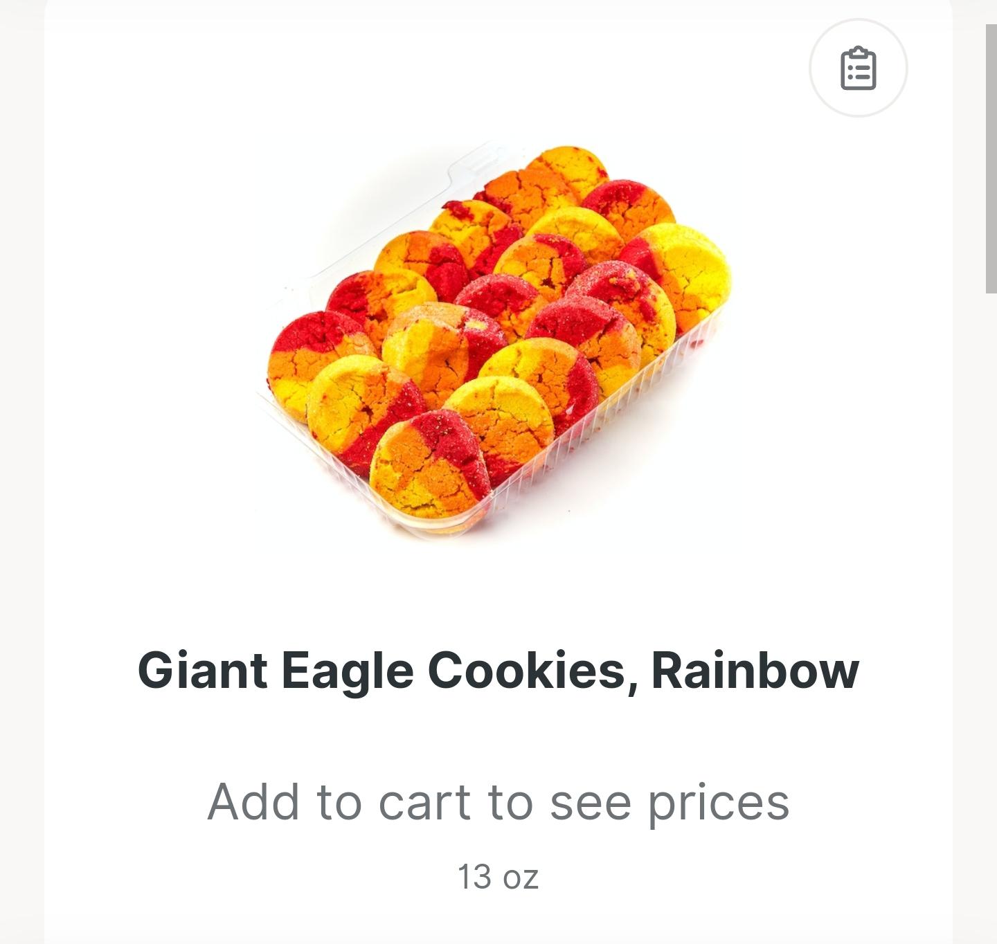 Can anyone help me find the recipe for Giant Eagle's almond rainbow
