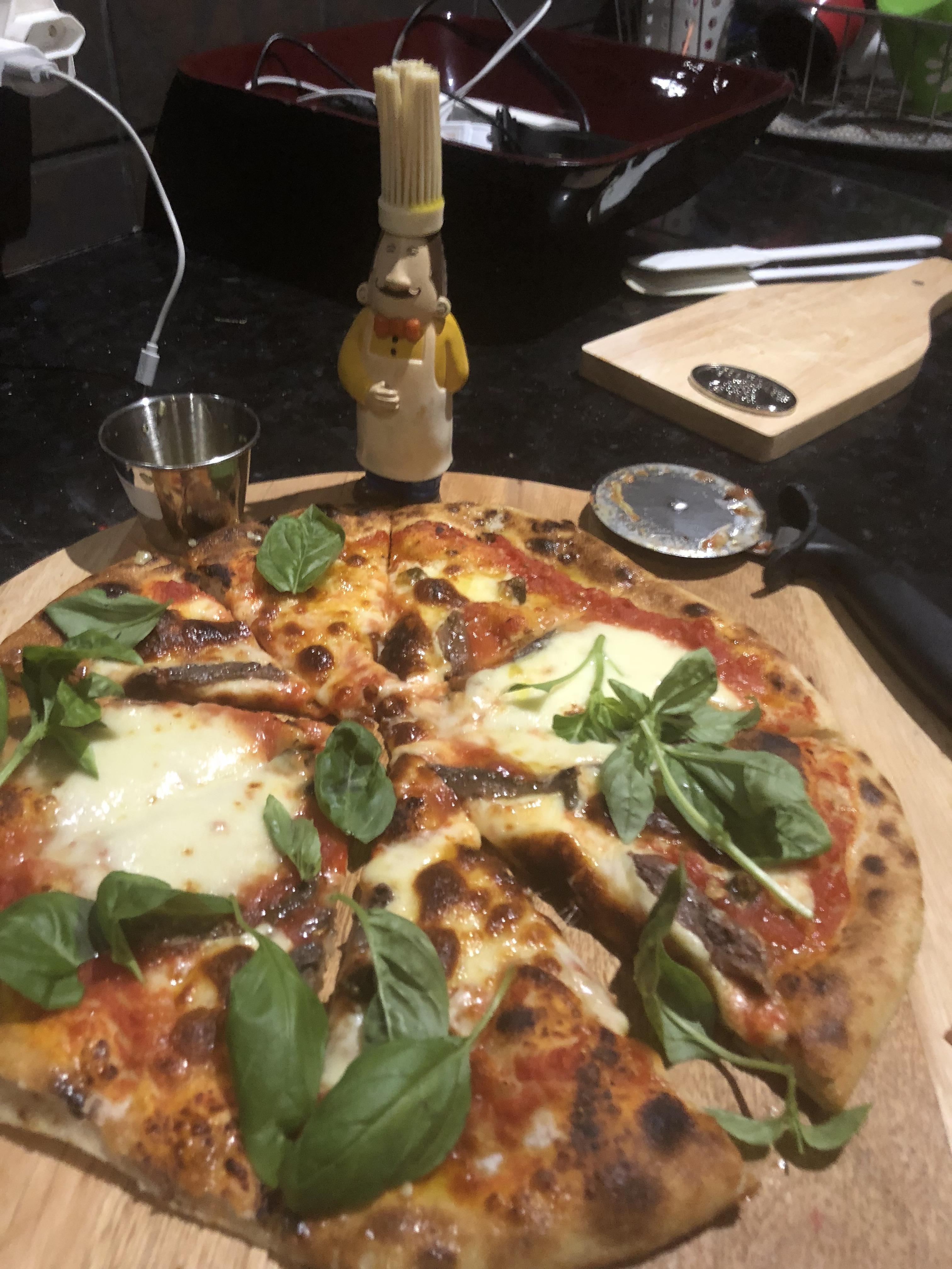 Anchovies, Capers, Basil and lightly garlic oiled crust. r/Pizza