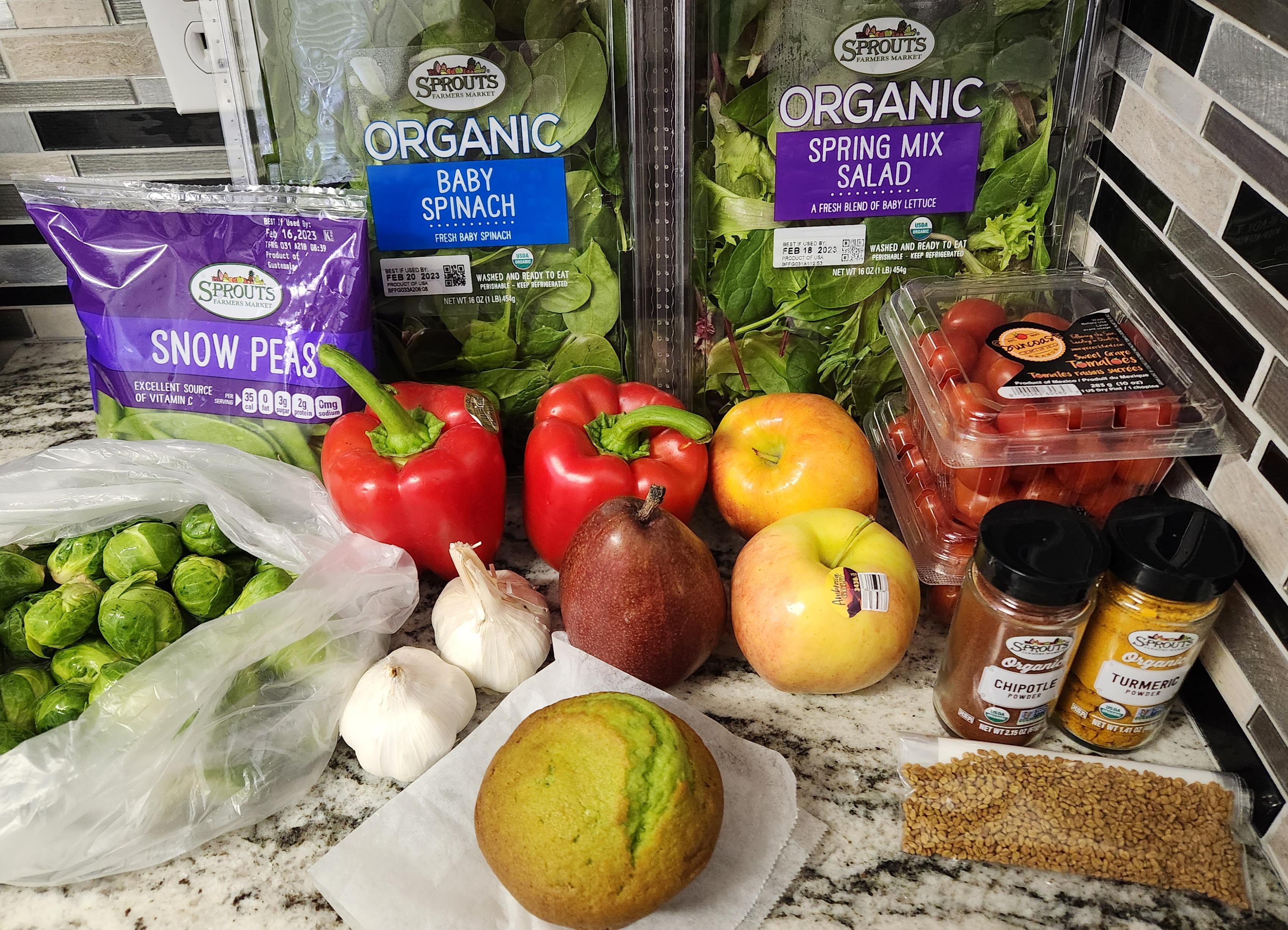 30 Sprouts in California. Had to throw in a pistachio muffin, of