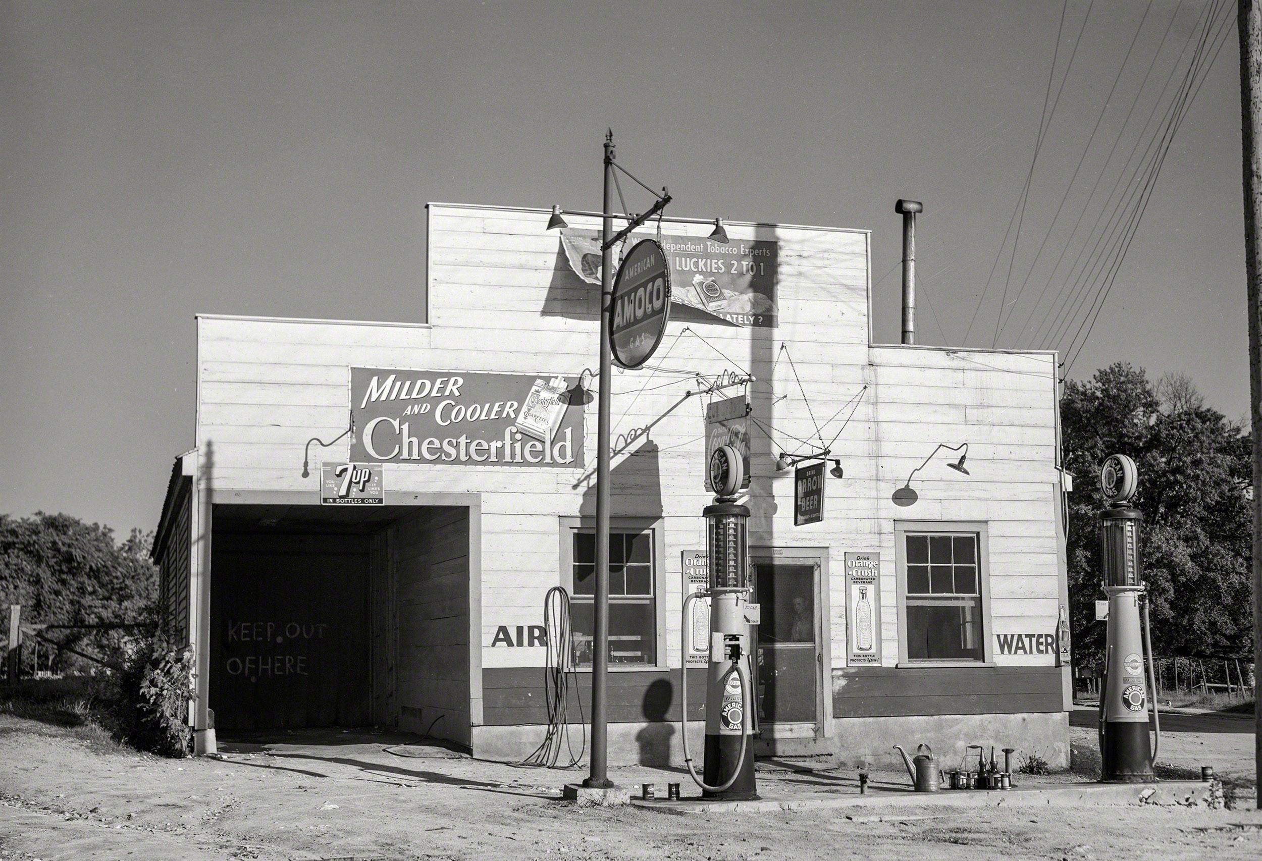 Filling station and general store operated by Mr. Coley. Stem