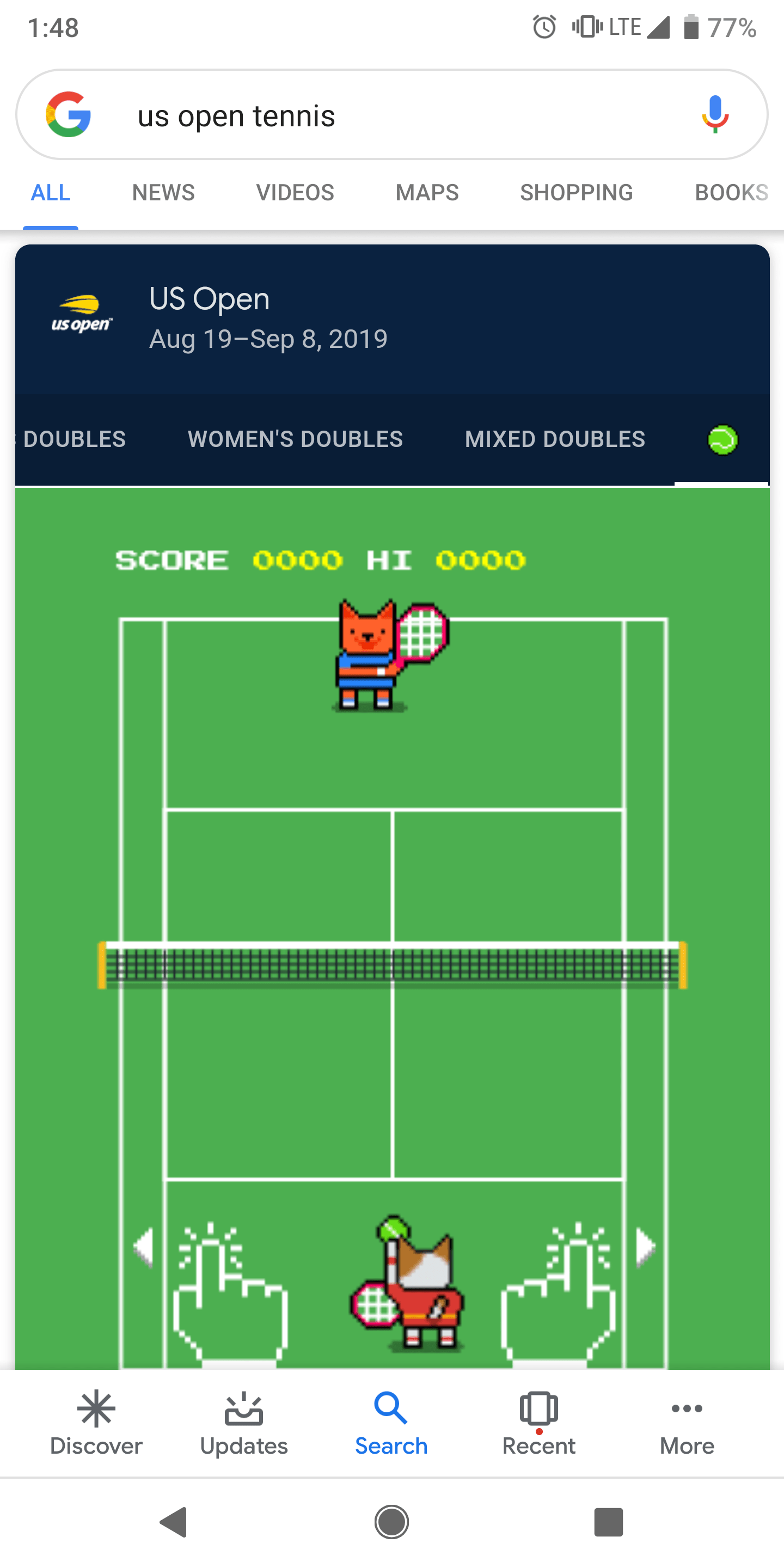 Google has a tennis mini game for us open! r/google