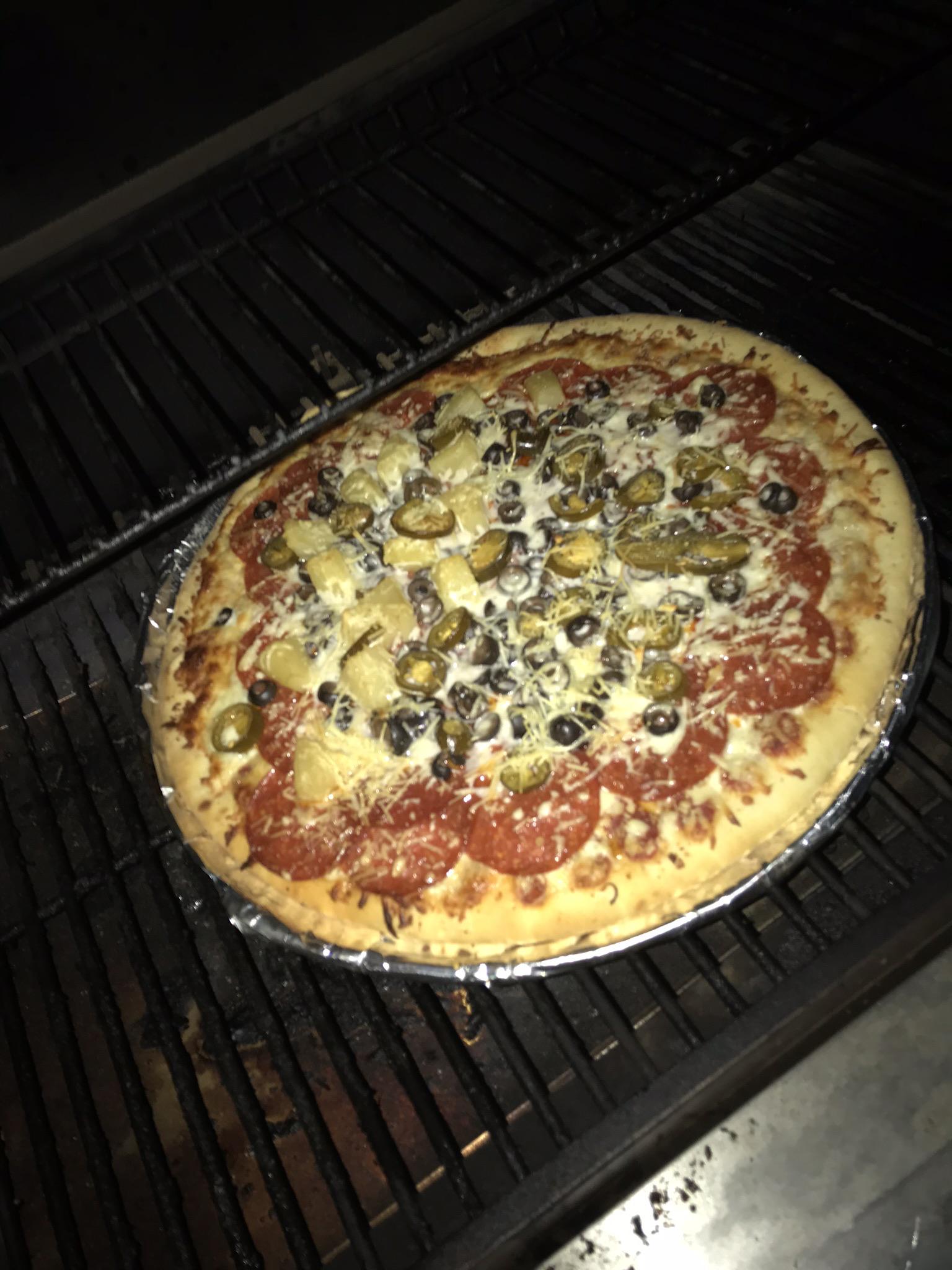 Pizza on the pellet smoking