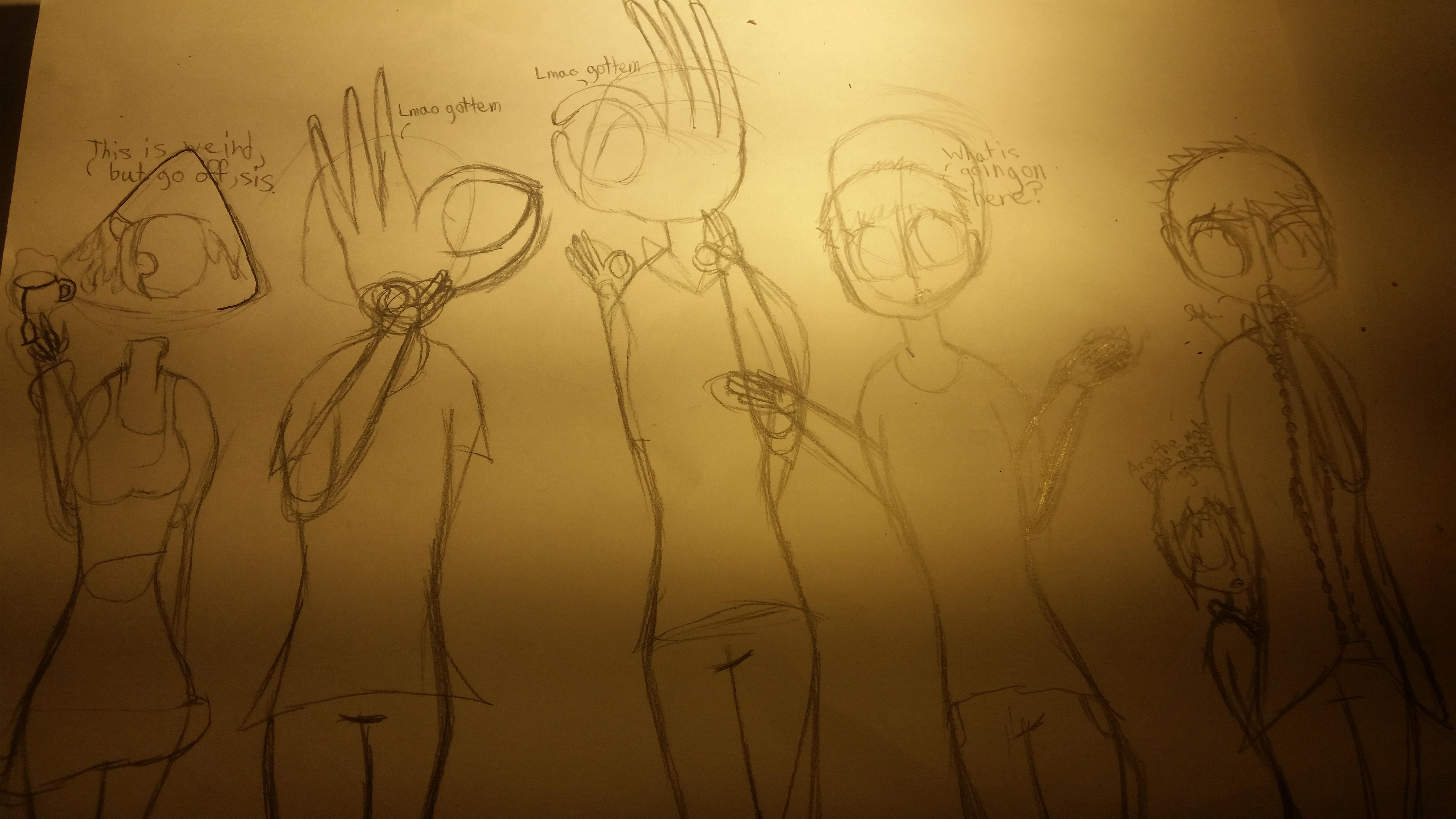 A sketch of my favourite Reddit youtubers, with Oz and Mini as separate