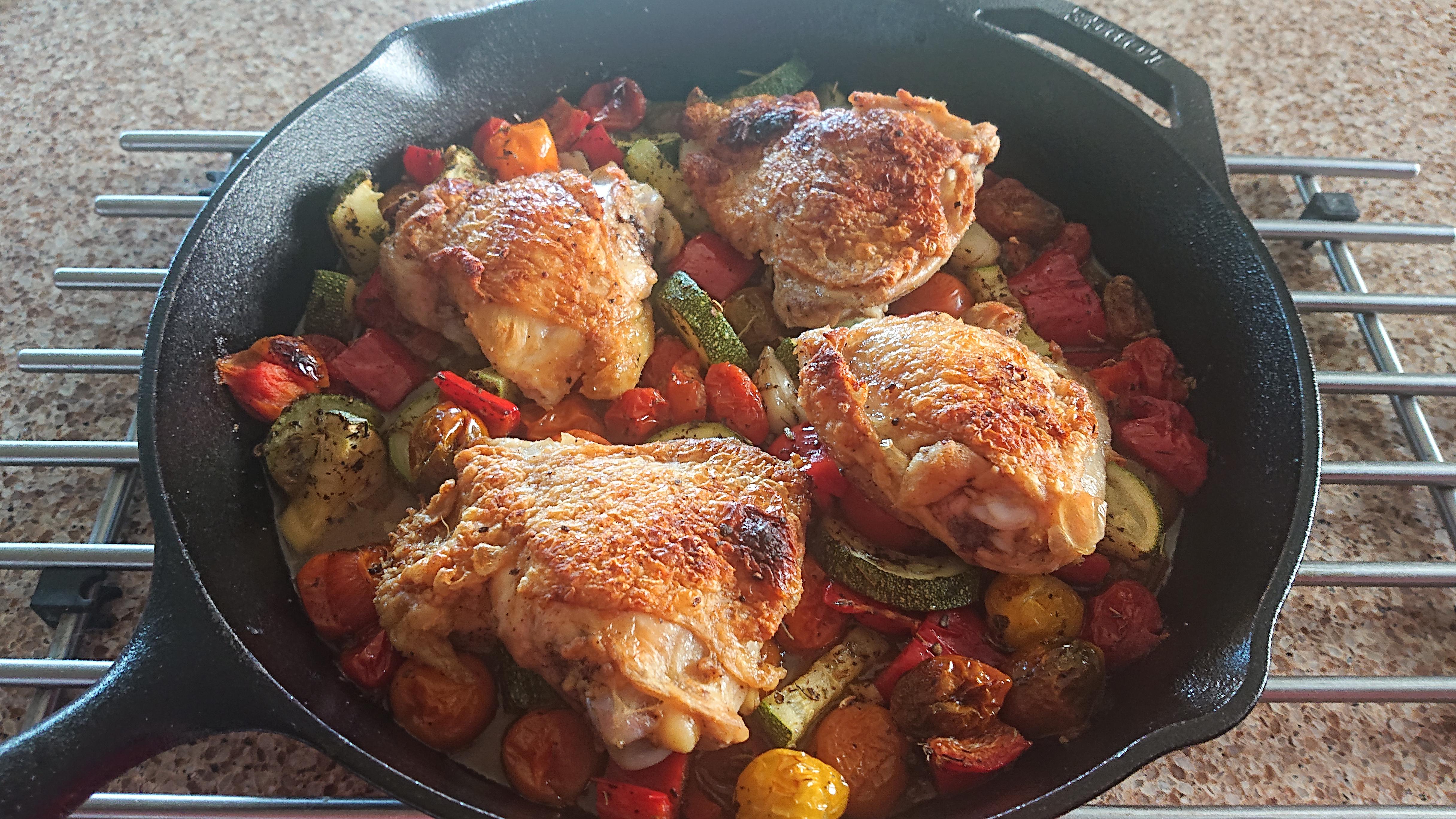 PanRoasted Chicken and Summer Vegetables with Herbes de Provence r