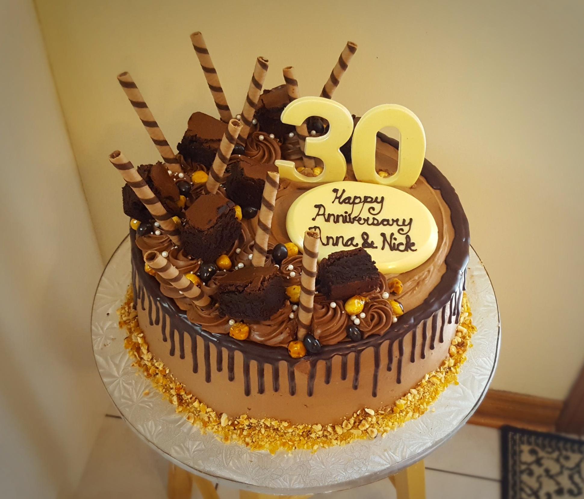 Choc full o' Chocolate 30th Anniversary Cake. Devil's Food, Chocolate