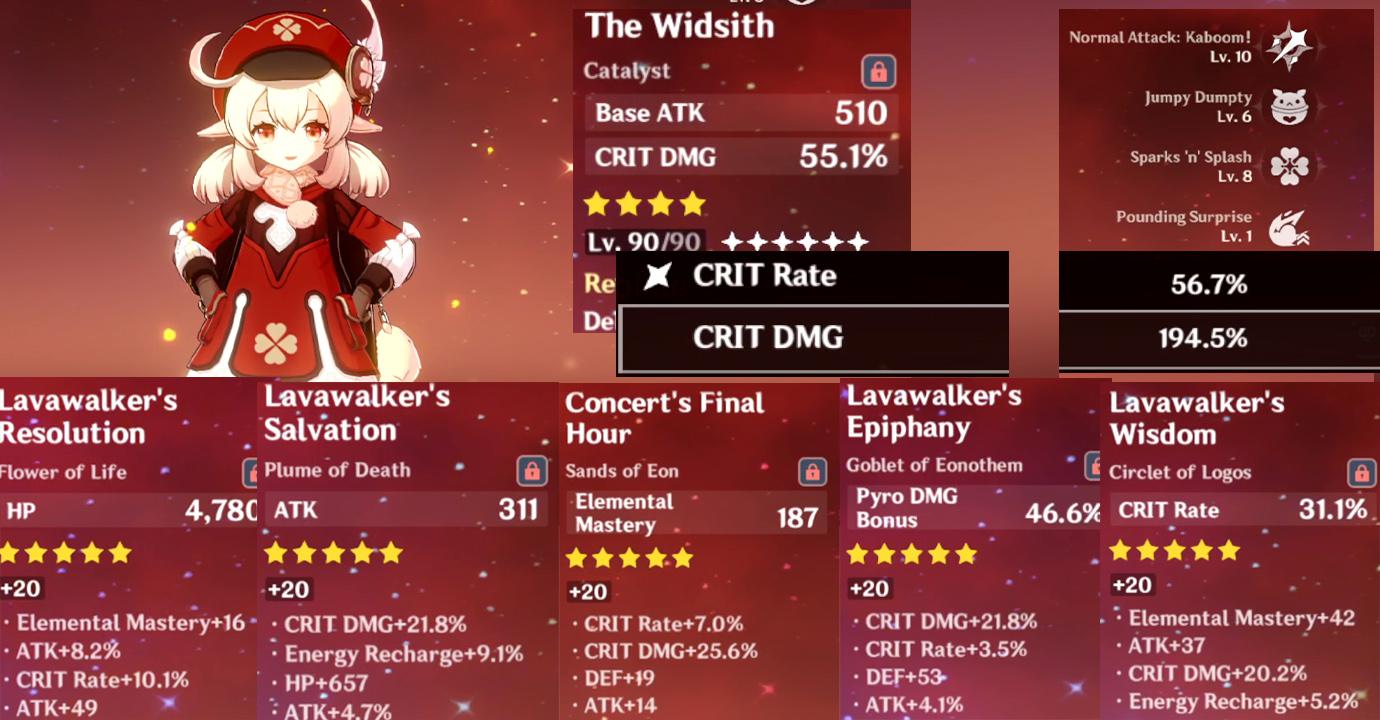 any suggestions ? m using lavawalker set on my c0 klee r/KleeMains