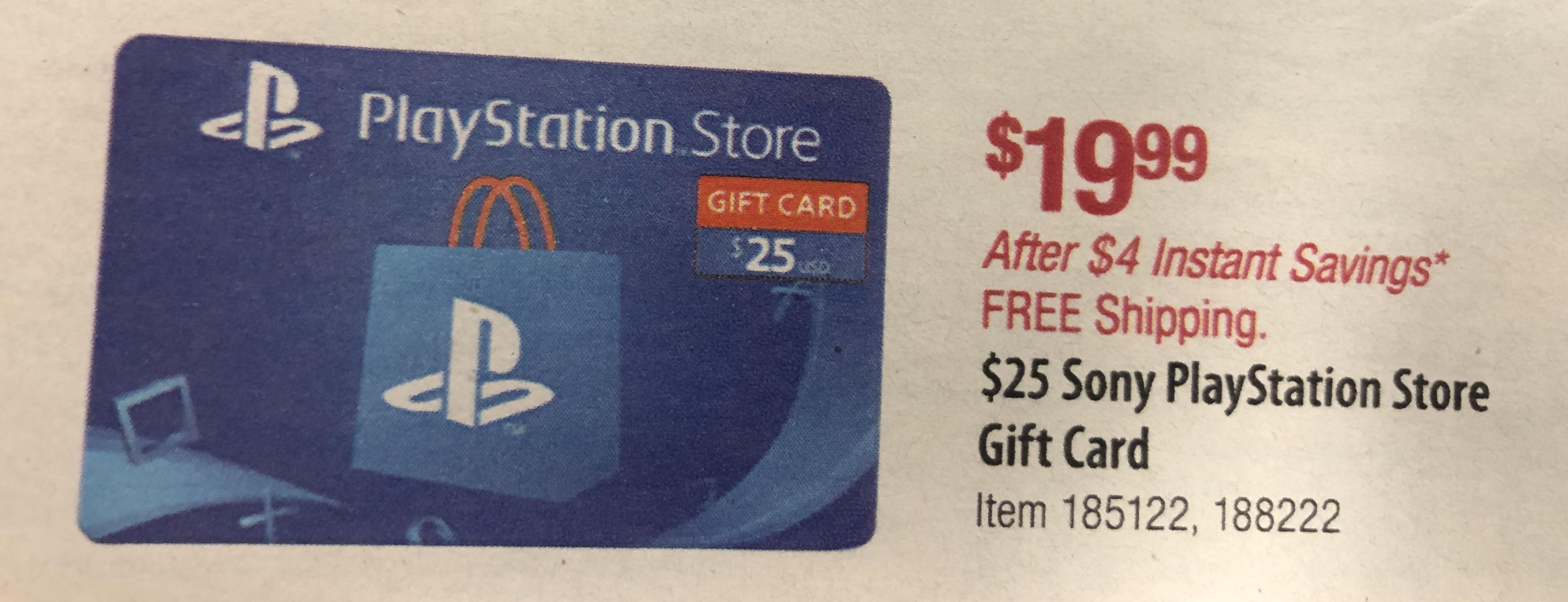 PSA 25 PlayStation Store Gift Cards are 5 Off on from 2/213
