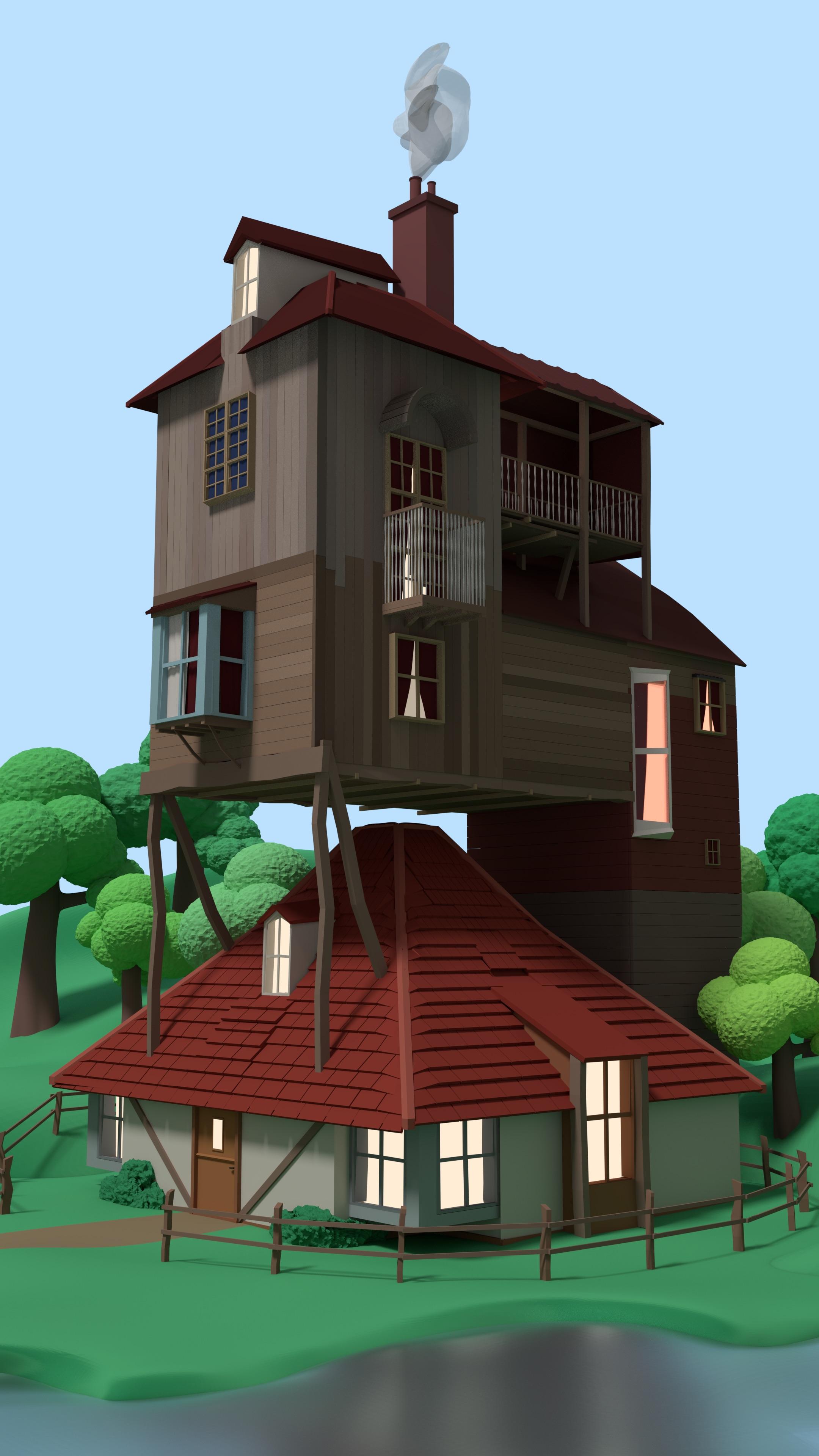 The Weasley house from Harry Potter (The Burrow) r/blender