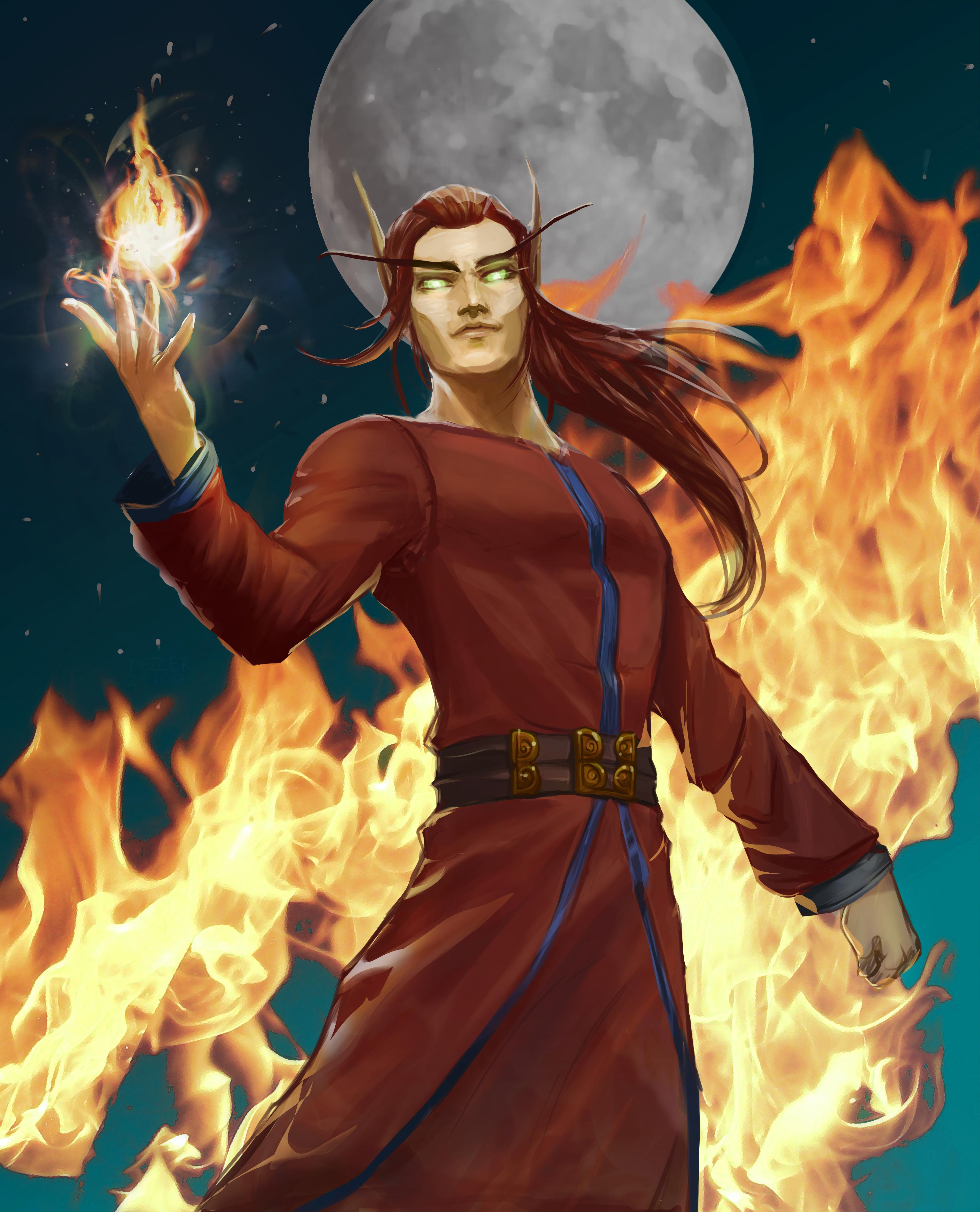 [Fanart] My Blood Elf mage by Dezzer, commisioned for me by a friend