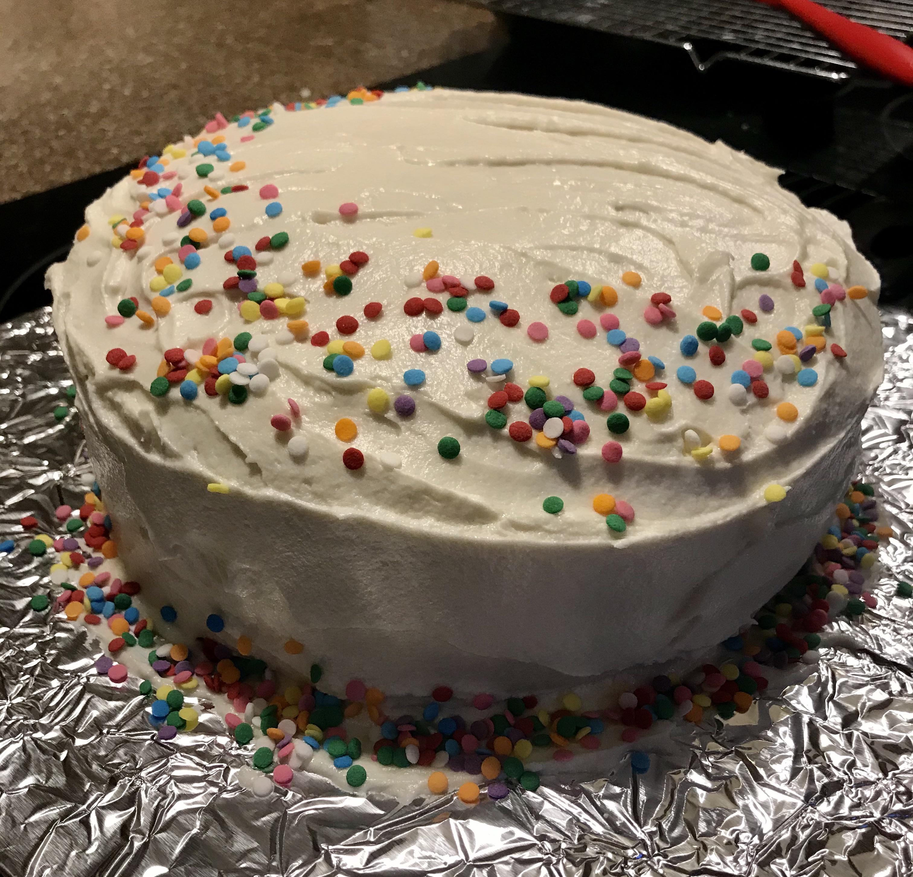 [homemade] First attempt making vegan birthday cake. pics