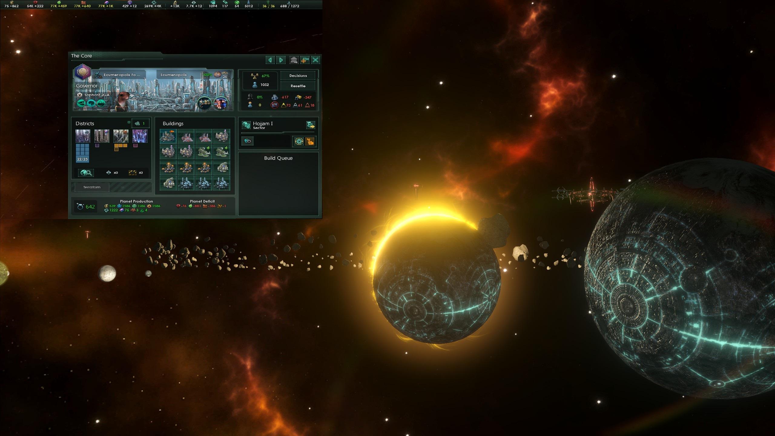 Most populated in Stellaris history 1052 pops r/Stellaris