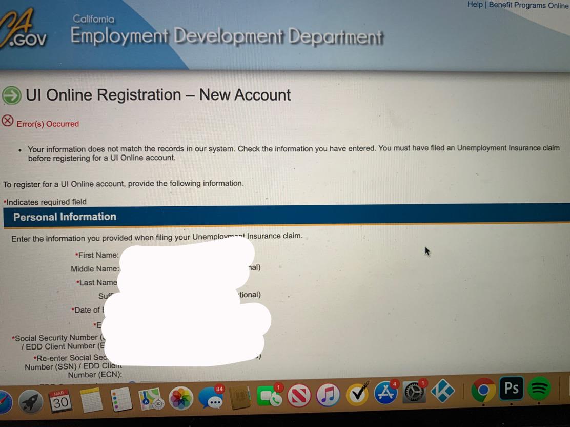 CALIFORNIA is anybody getting this error? I filed over fax. All my