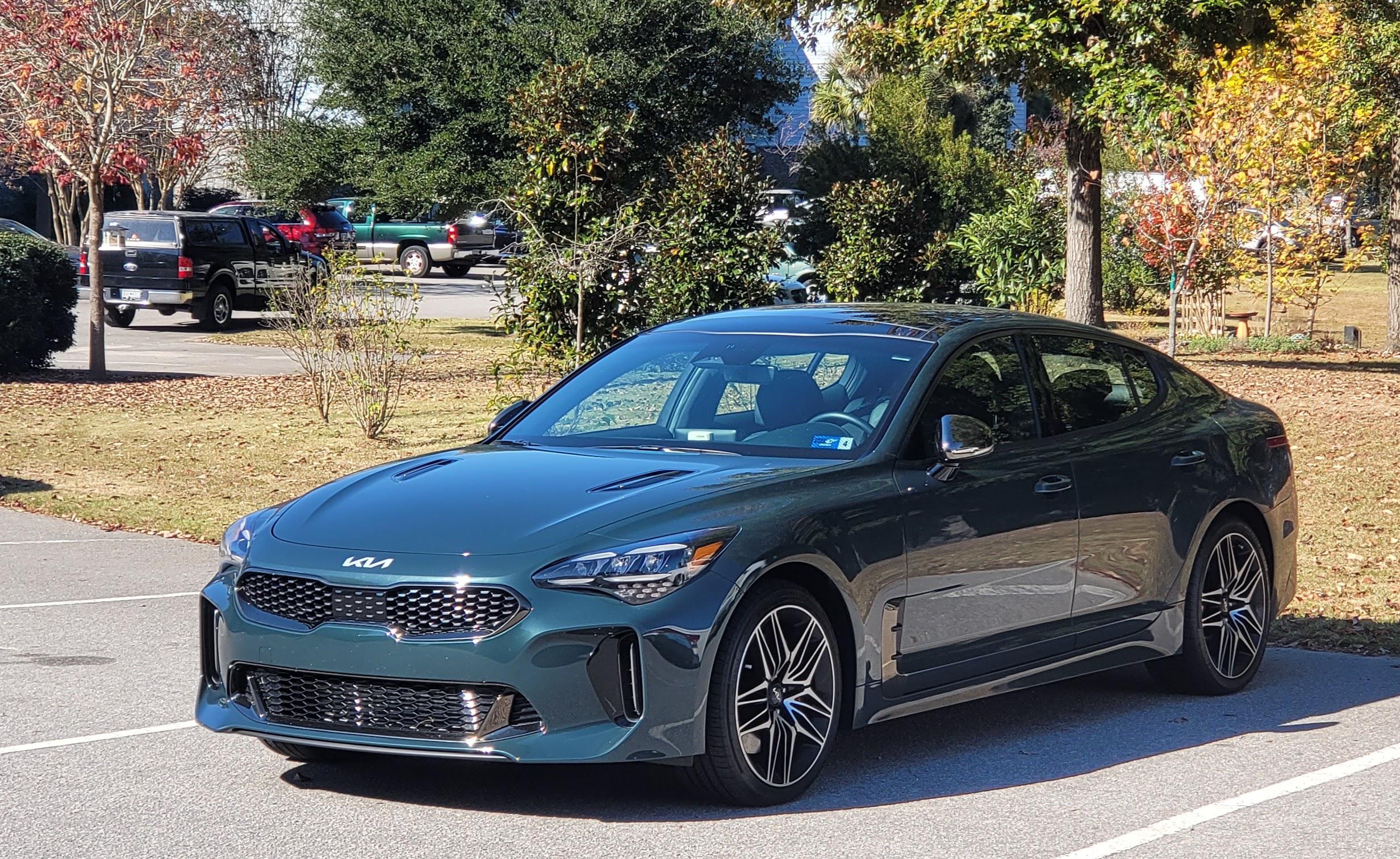 My 2022 Kia Stinger GT1 in ascot green. KDM needs some love here! r