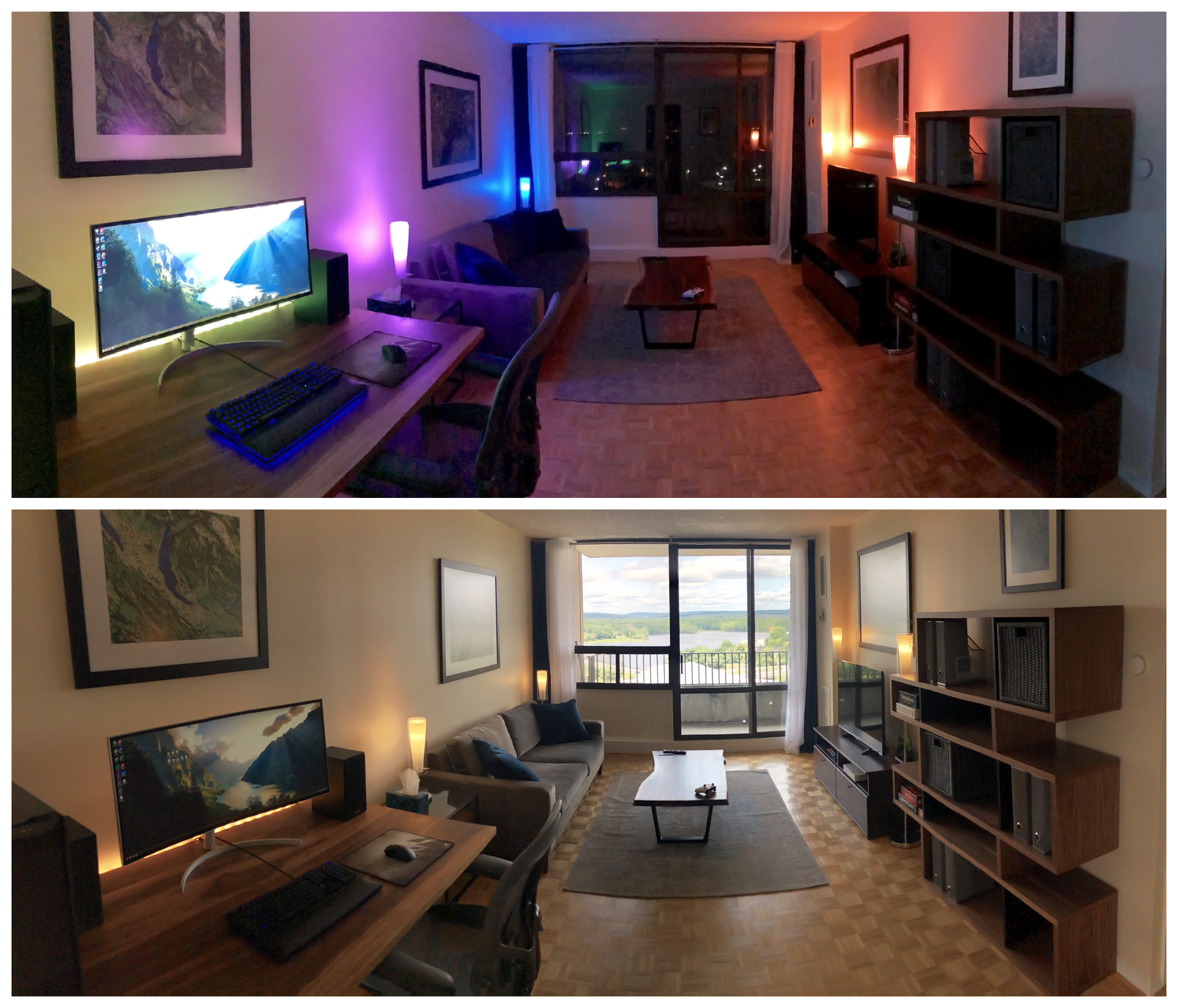 Newly Redecorated Living Room Day and Night