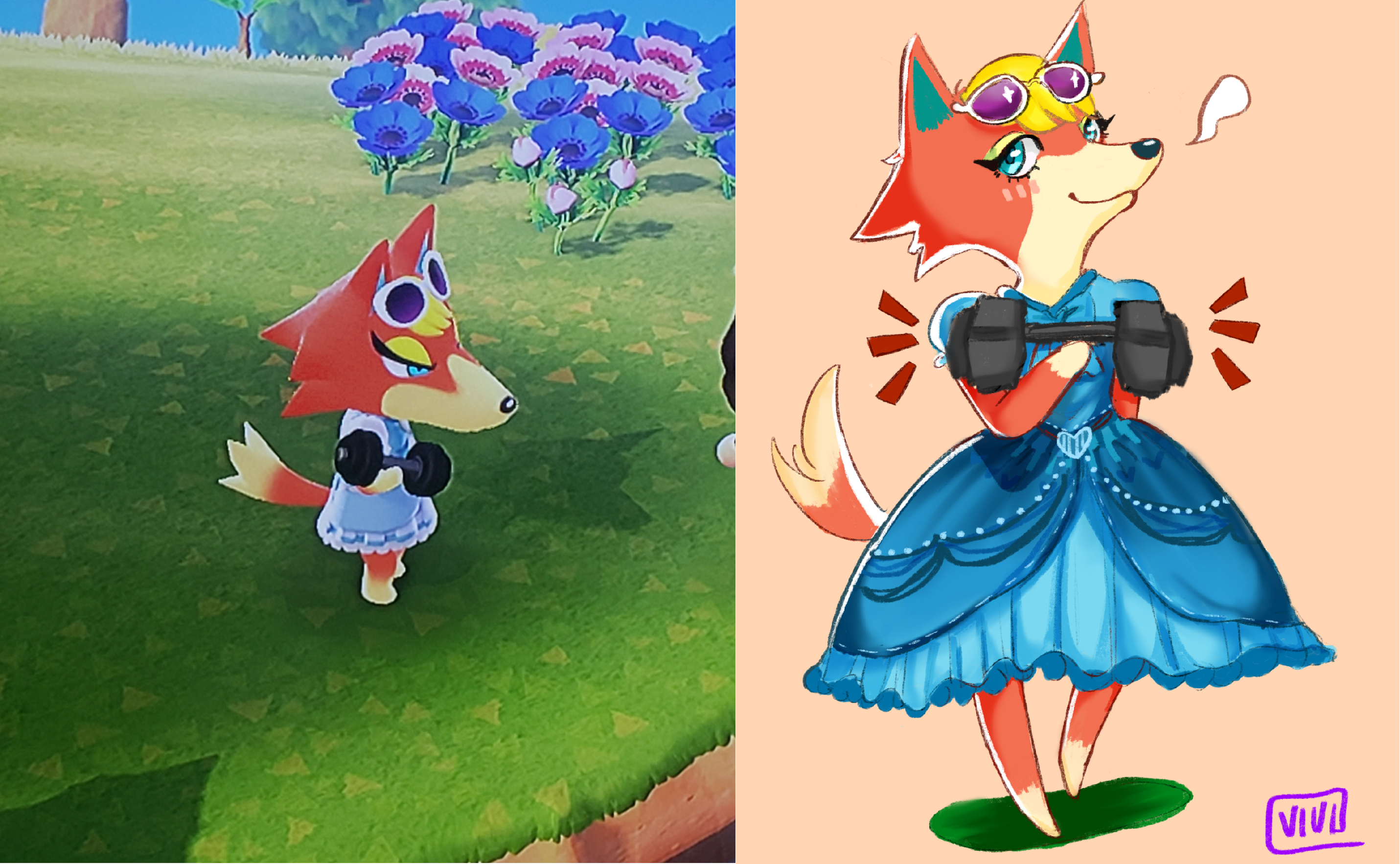 Commissioned my friend 300k Bells to draw Audie lifting weights in her