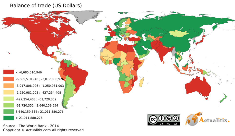 World Map Balance of trade (US Dollars) r/MapPorn