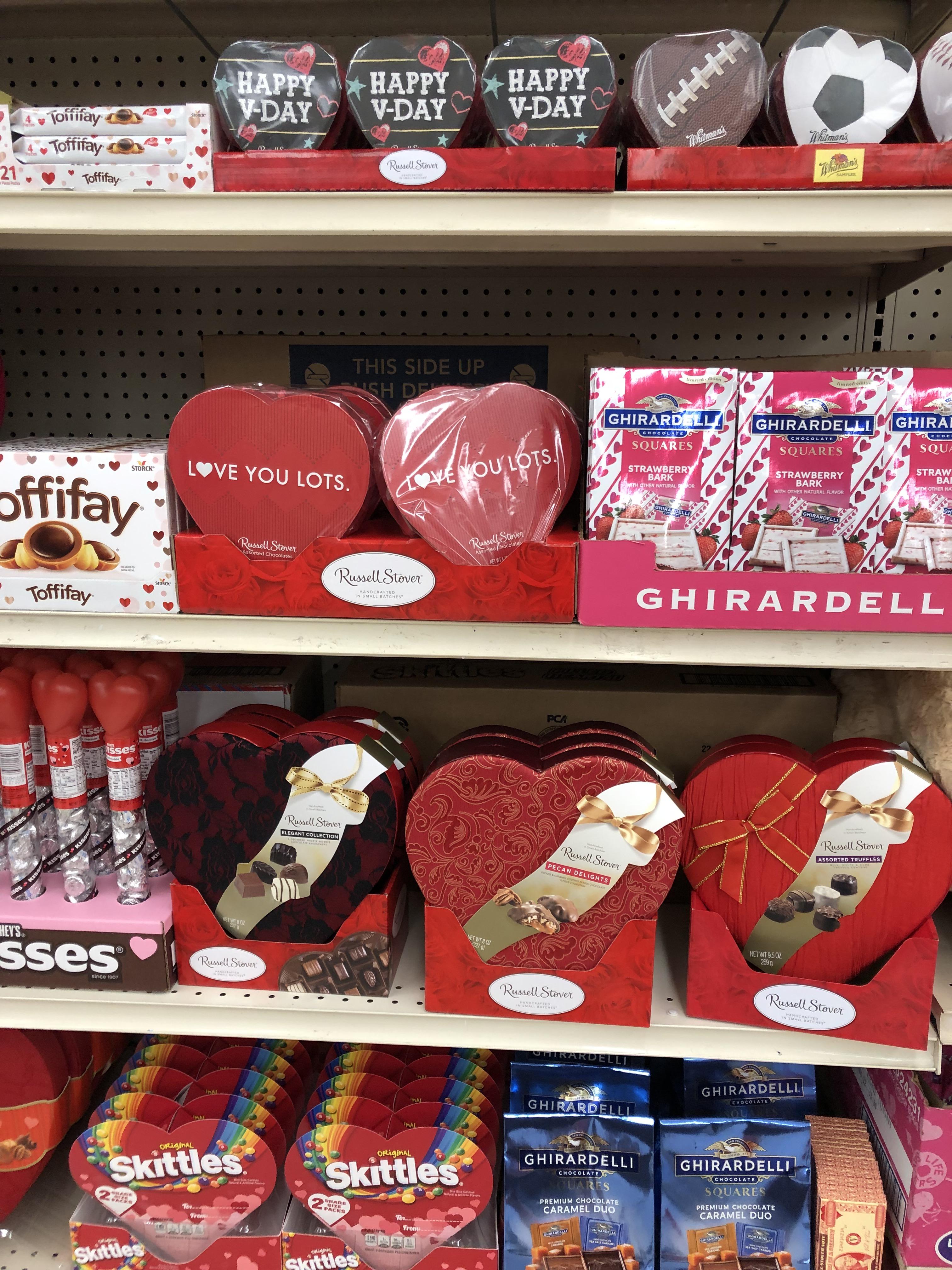 Valentines Day candy display at my local grocery store r