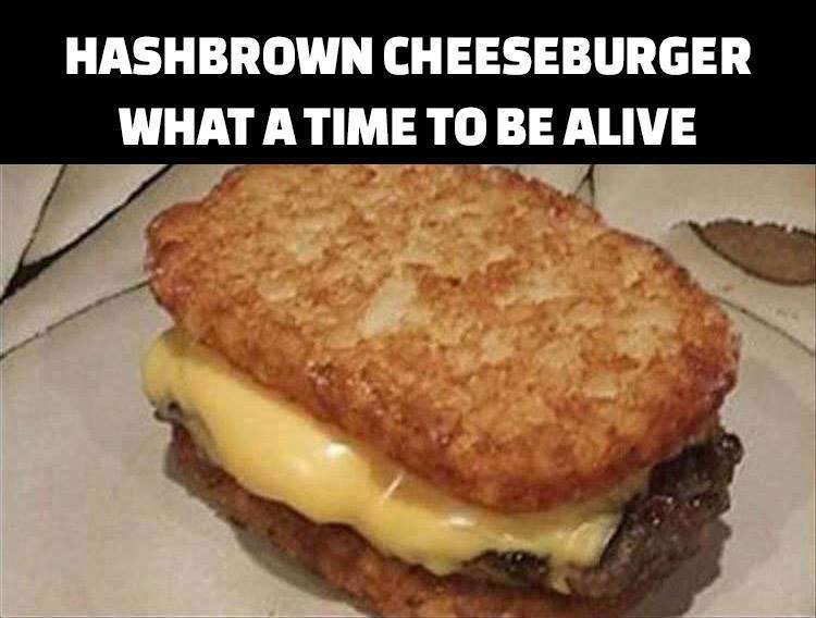 Hashbrown Cheeseburger, for Breakfast, Lunch and Dinner! r/memes