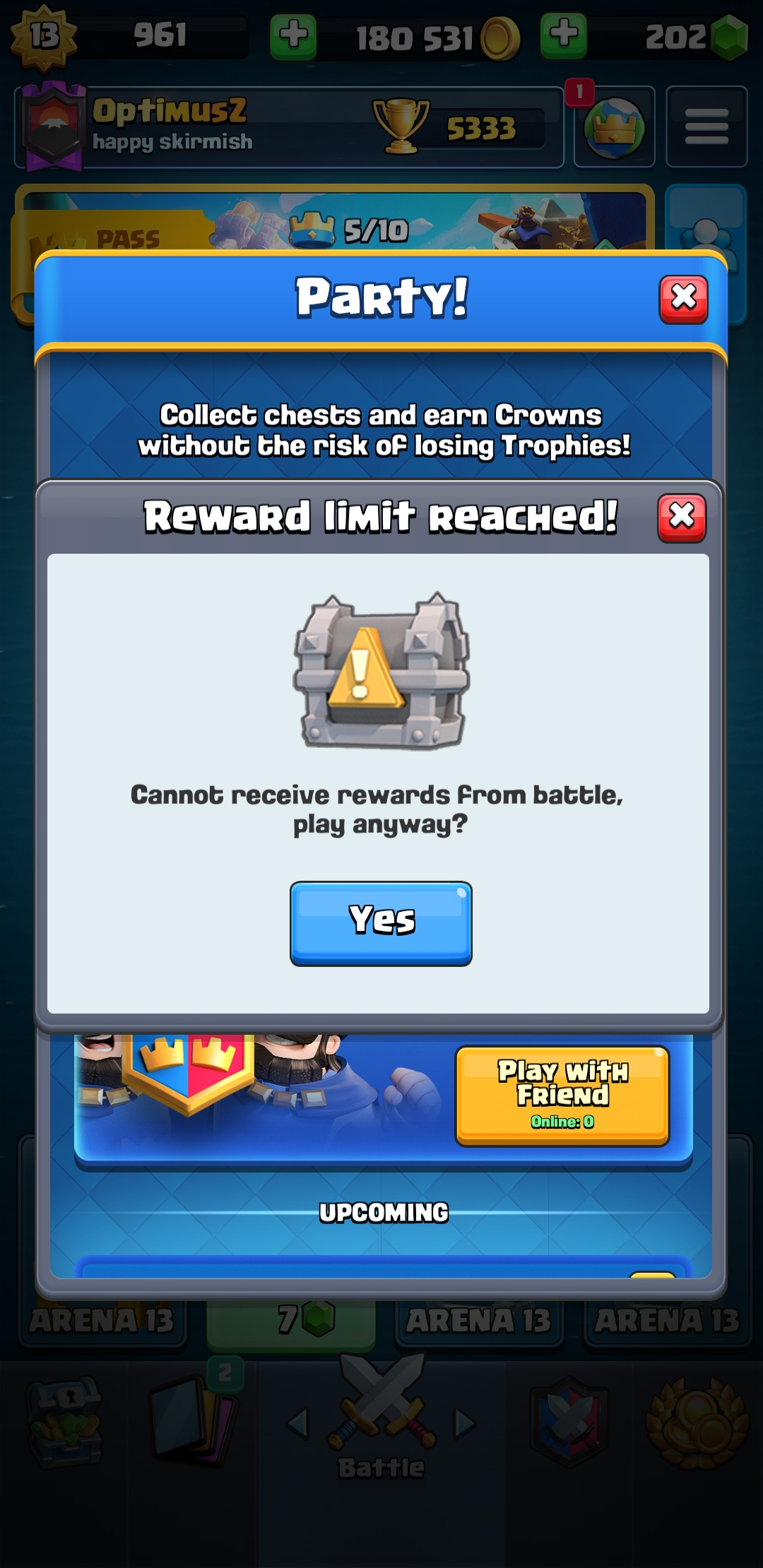 I got the message that I cannot collect any more chests, but because my