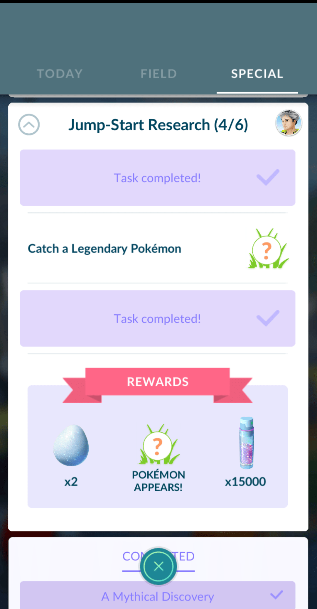 JumpStart Research task no longer completed r/TheSilphRoad