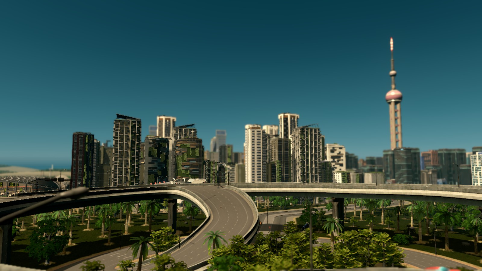 View of the green city skyline r/CitiesSkylines