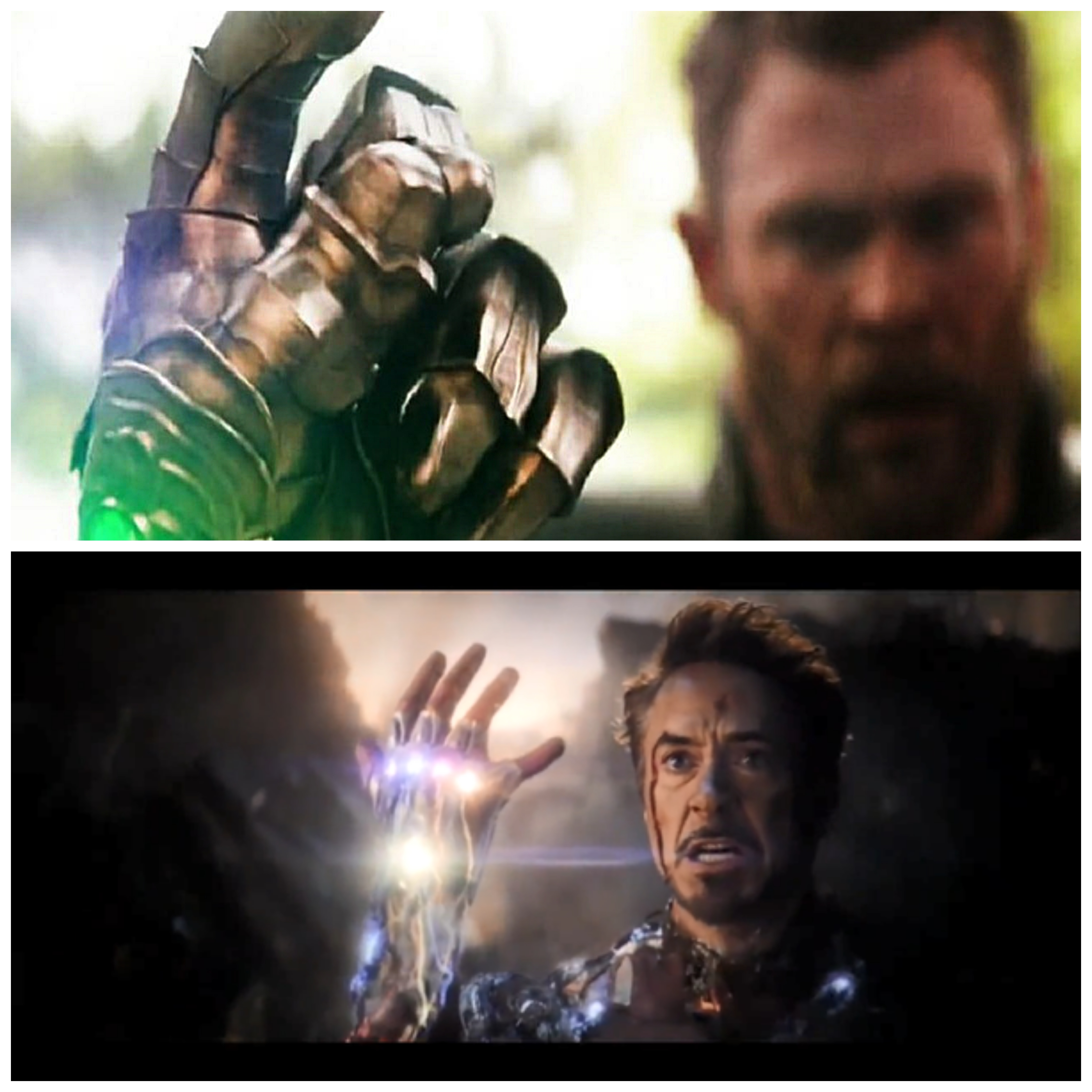 When Thanos snaps his fingers he uses his left hand to