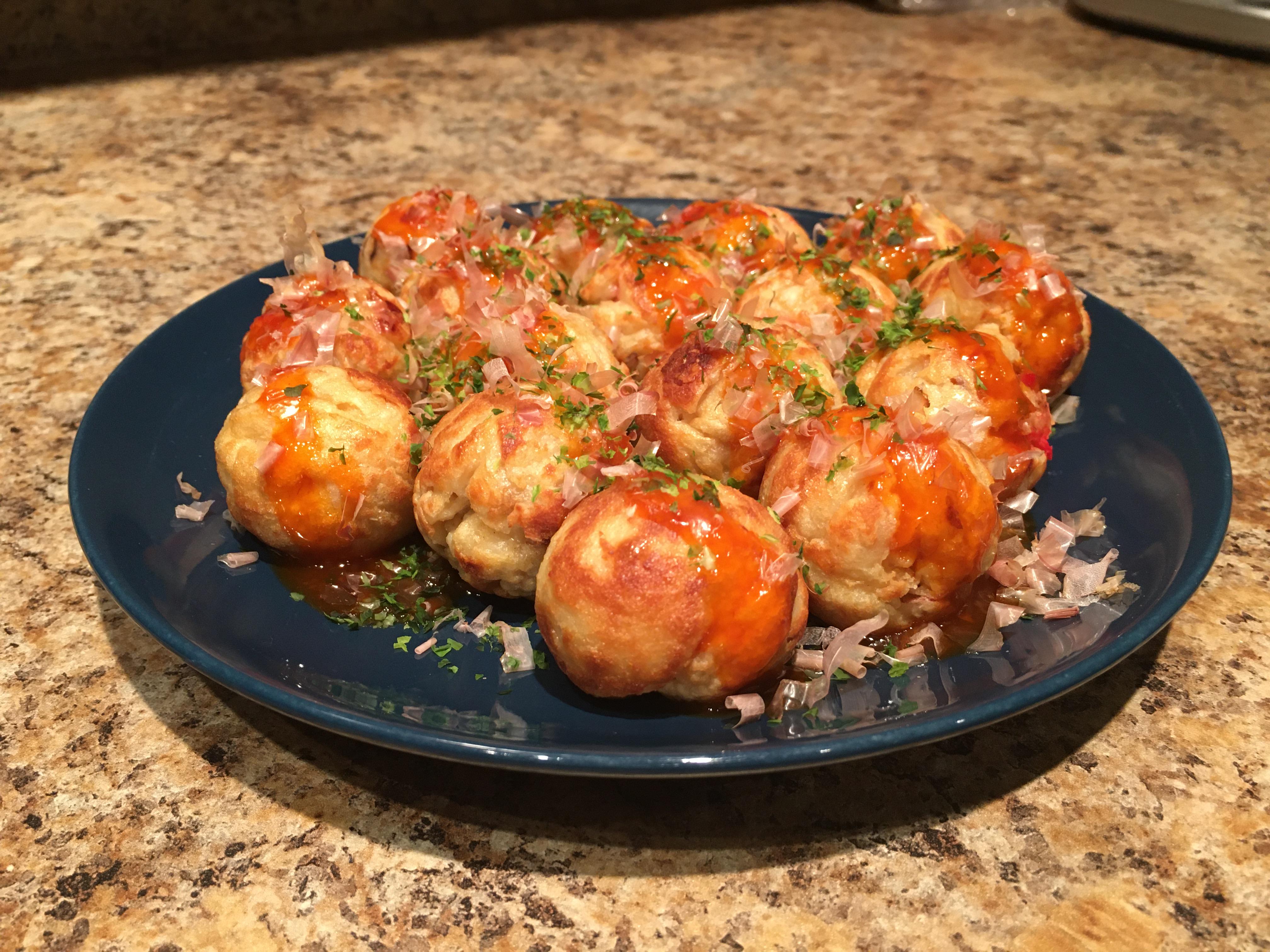 I made takoyaki. Missing a couple ingredients but still tasted pretty