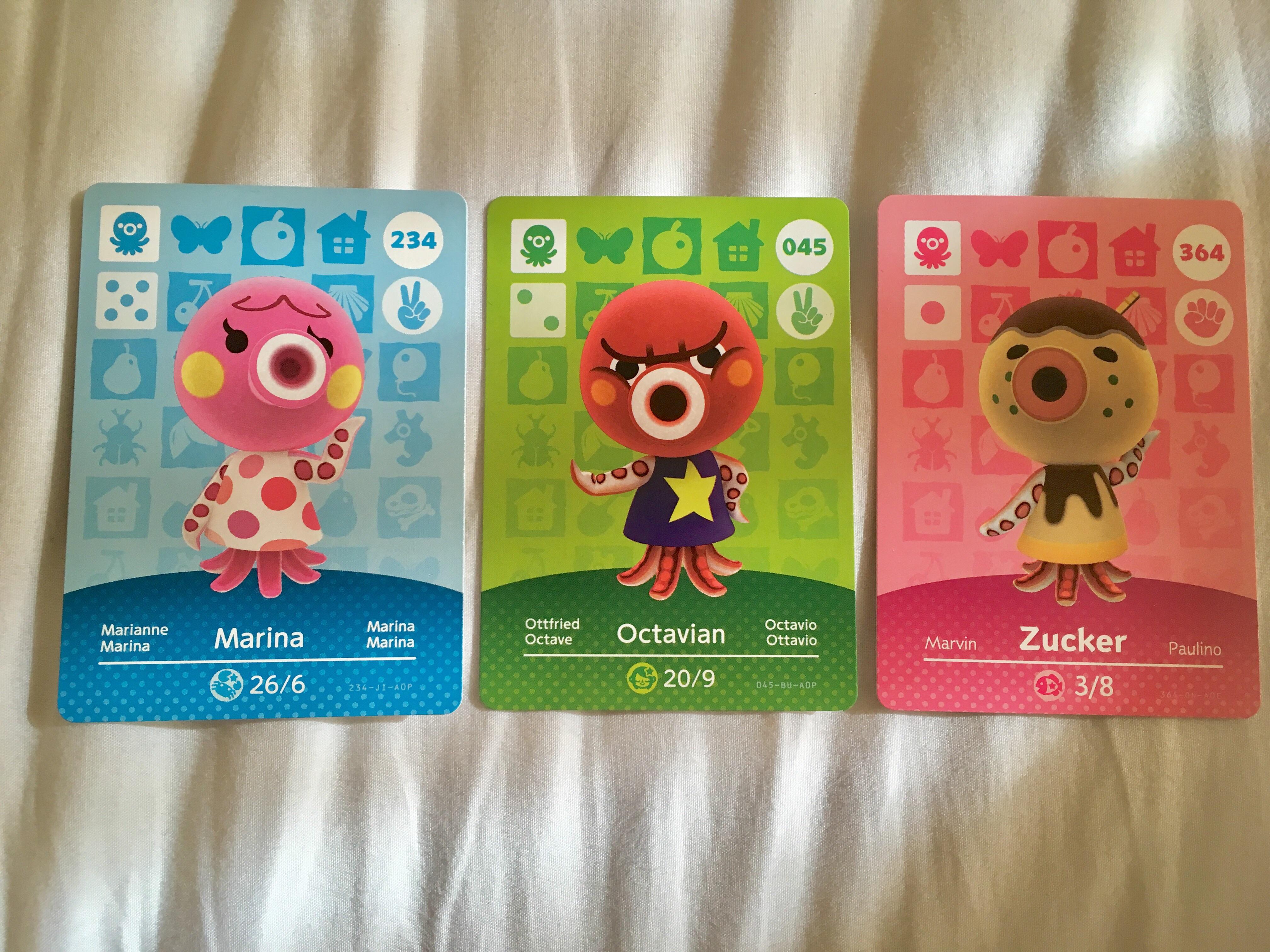 Octopus Animal Crossing Amiibo Card New Horizons Game Cards Series