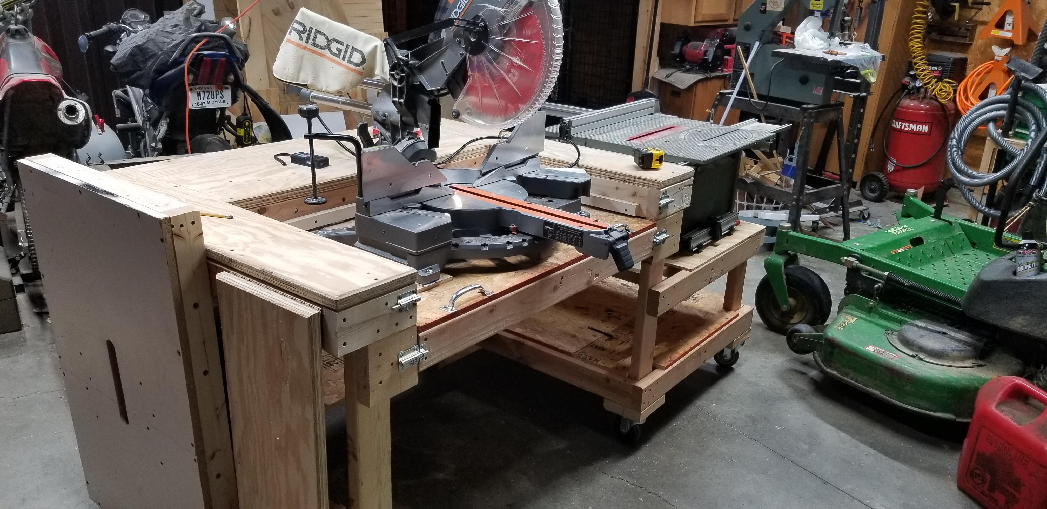 My outfeed/miter saw station/assembly table r/Workbenches