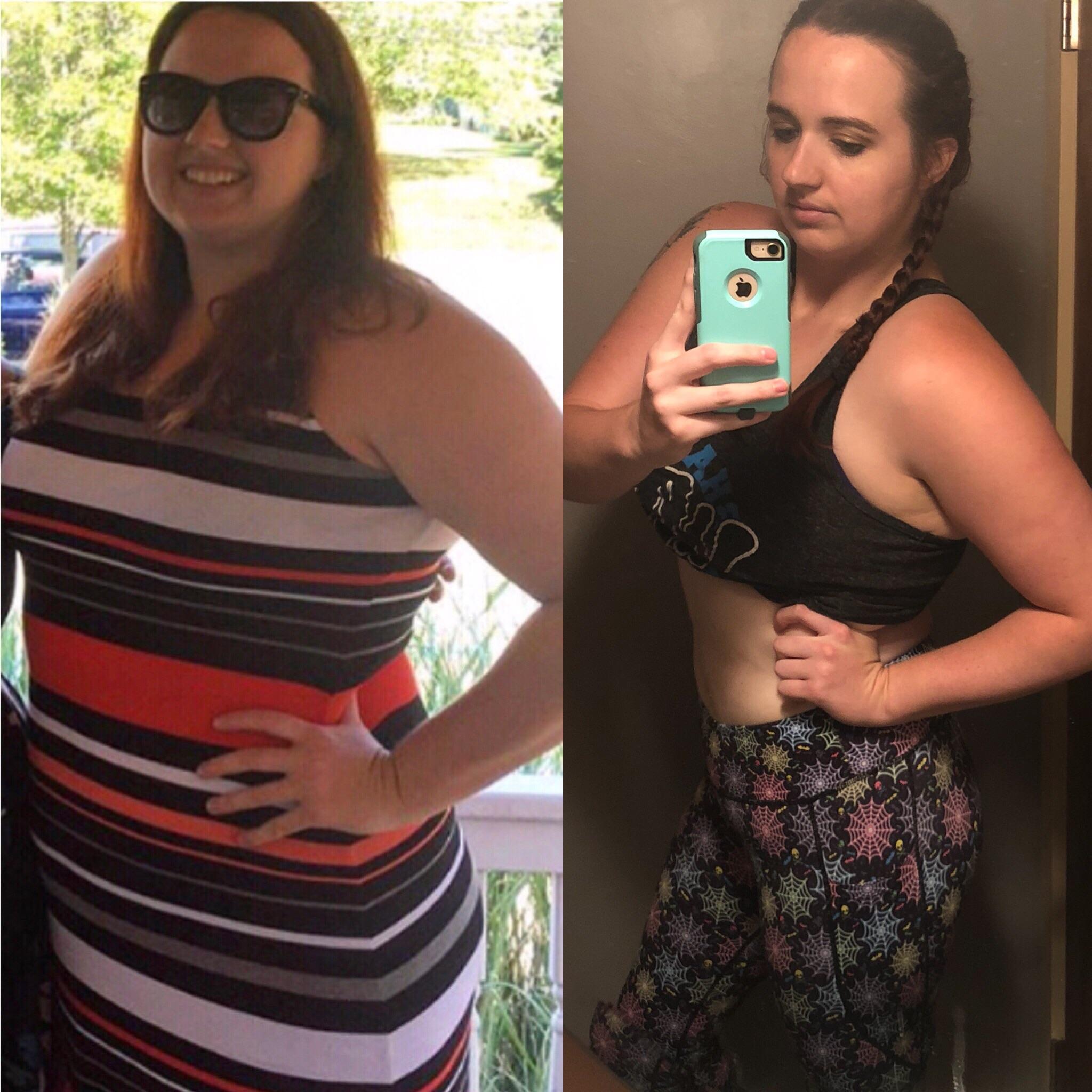 F/27/6’0” [280 —> 205 = 75] by tracking macros/calories