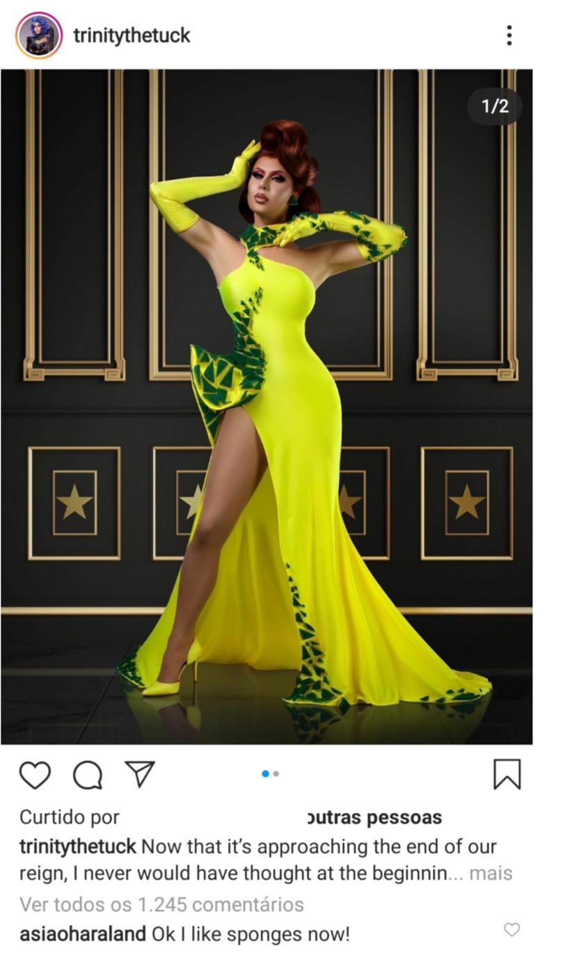 Asia's thoughts on the sponge dress that Trinity made as a tribute to
