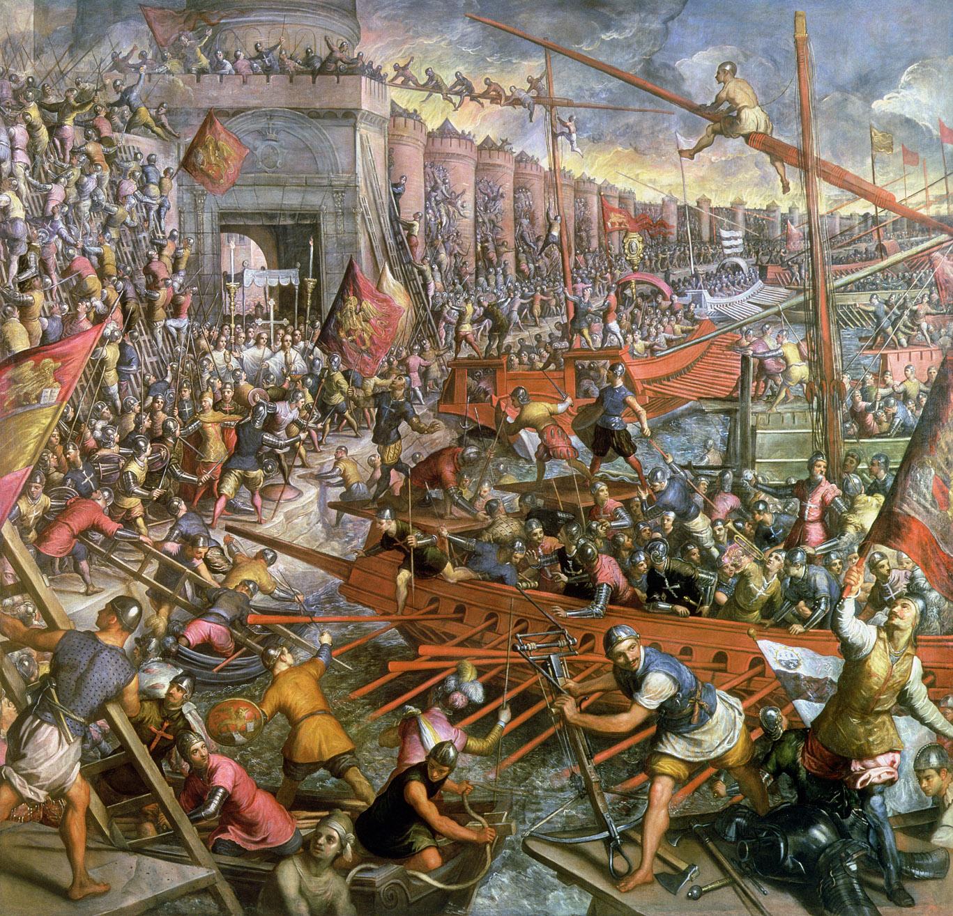The Capture of Constantinople in 1204, Tintoretto, 1580 [1,367 x 1,315