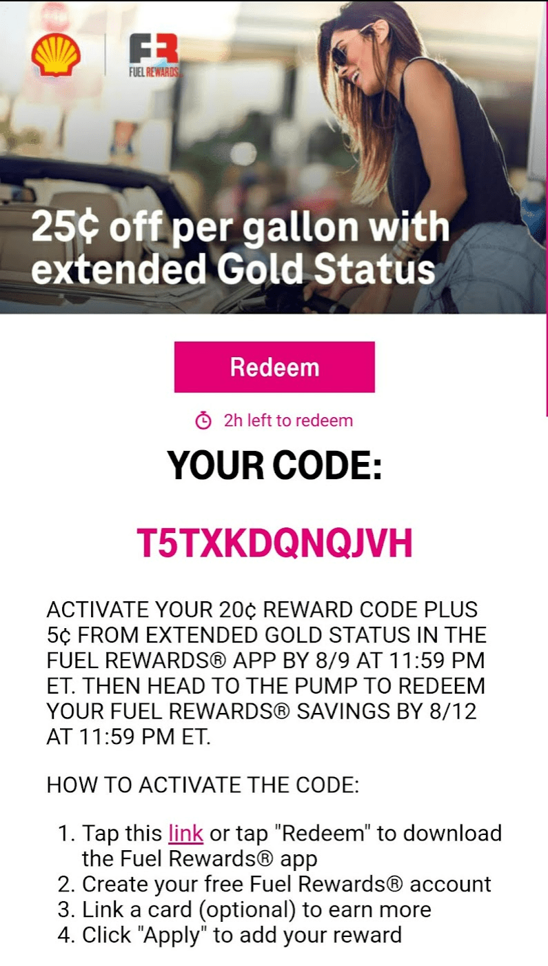Fuel Rewards Code r/SingleUseCodes
