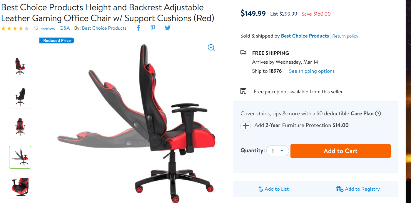 When you consider buying pewdiepie chair for 399, but Walmart has it