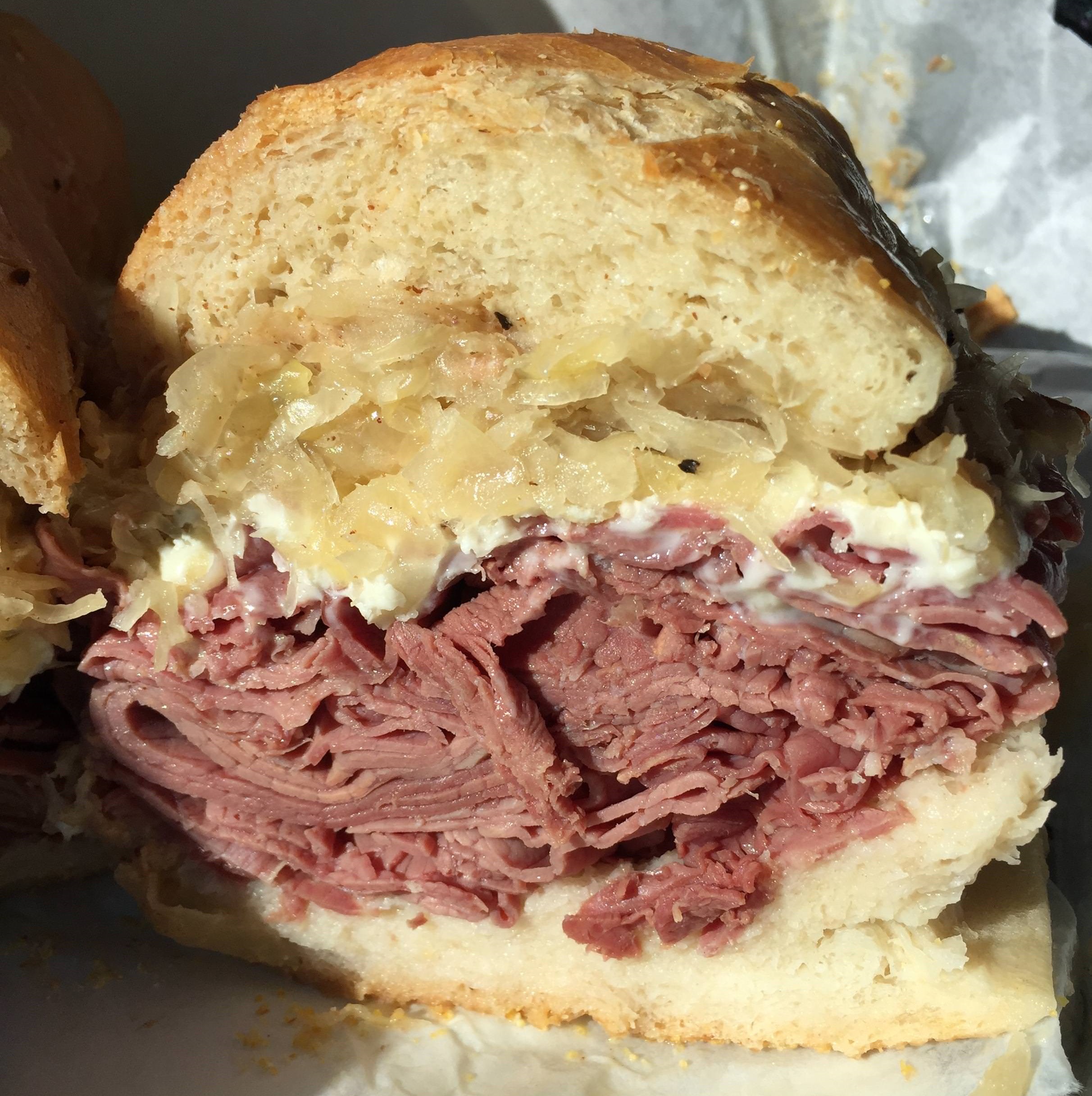 Corned beef, swiss, sauerkraut, mustard FoodPorn