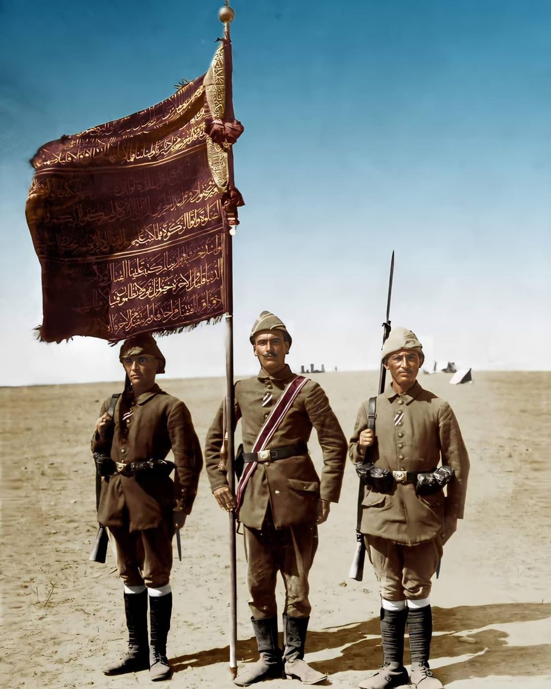 Ottoman soldiers at the Line of Control after the First Battle of Gaza