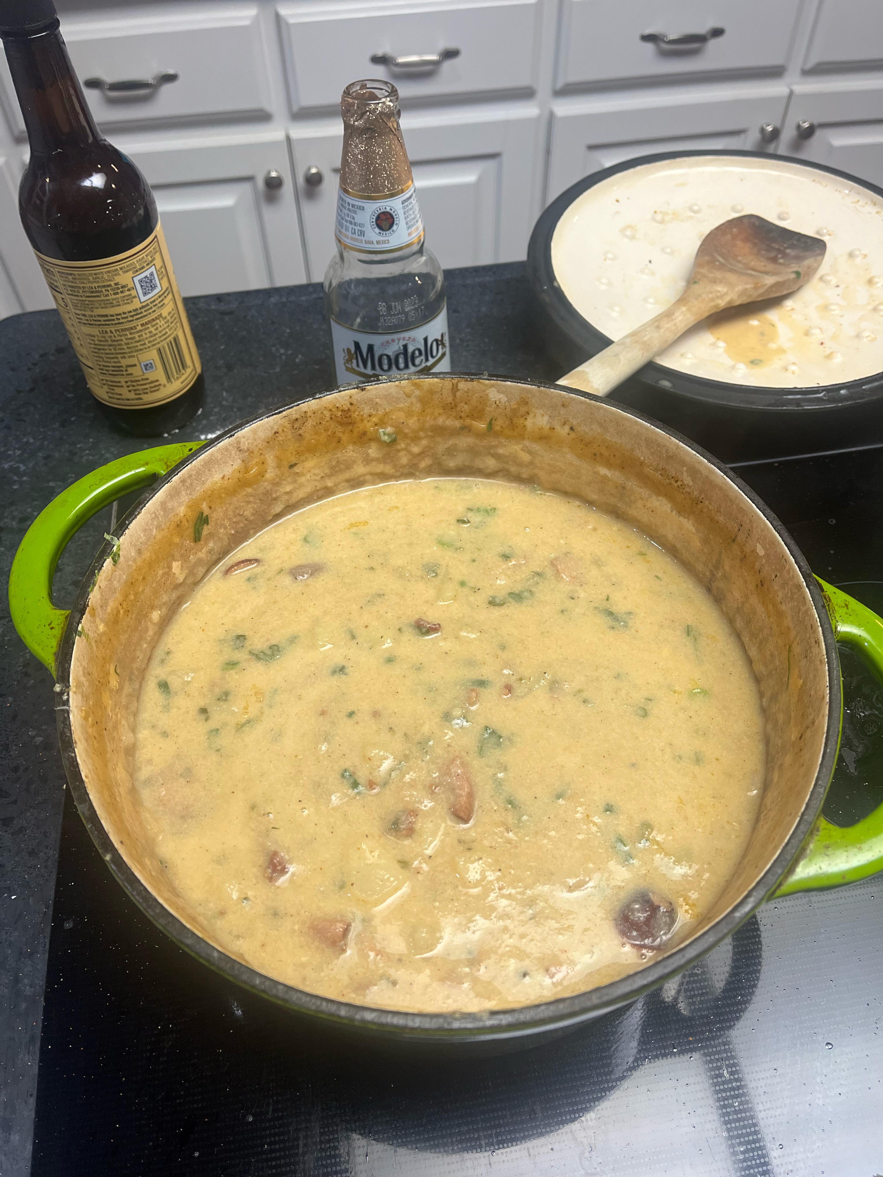 [homemade] Creamy Cajun potato beer soup r/food