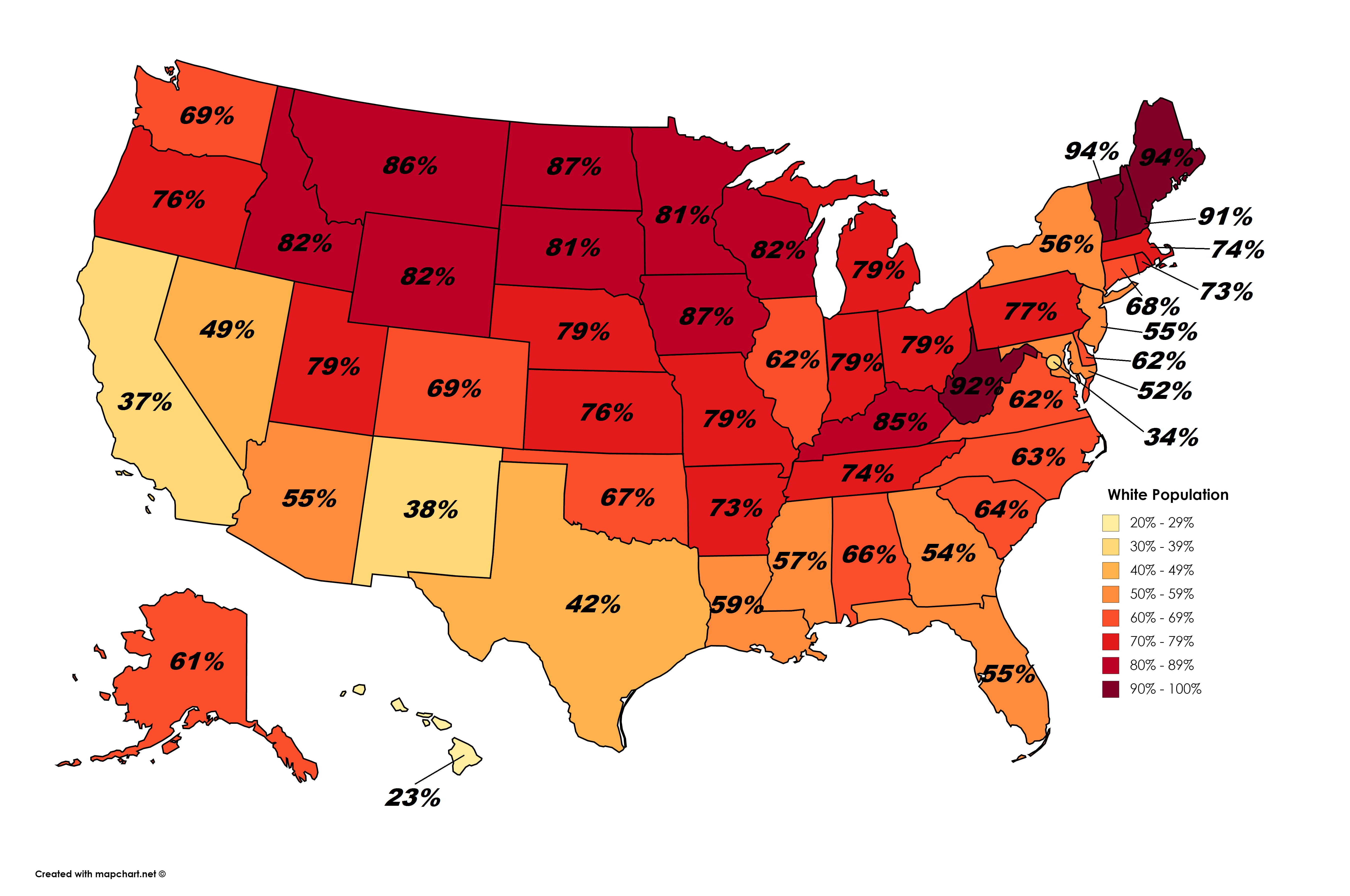 White NonHispanic Population USA [5400x3585] r/MapPorn