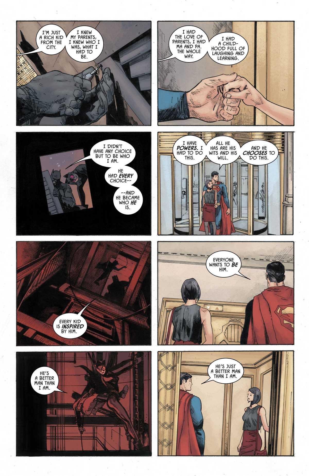 Batman and Superman both think the other is the better man. [Batman 36