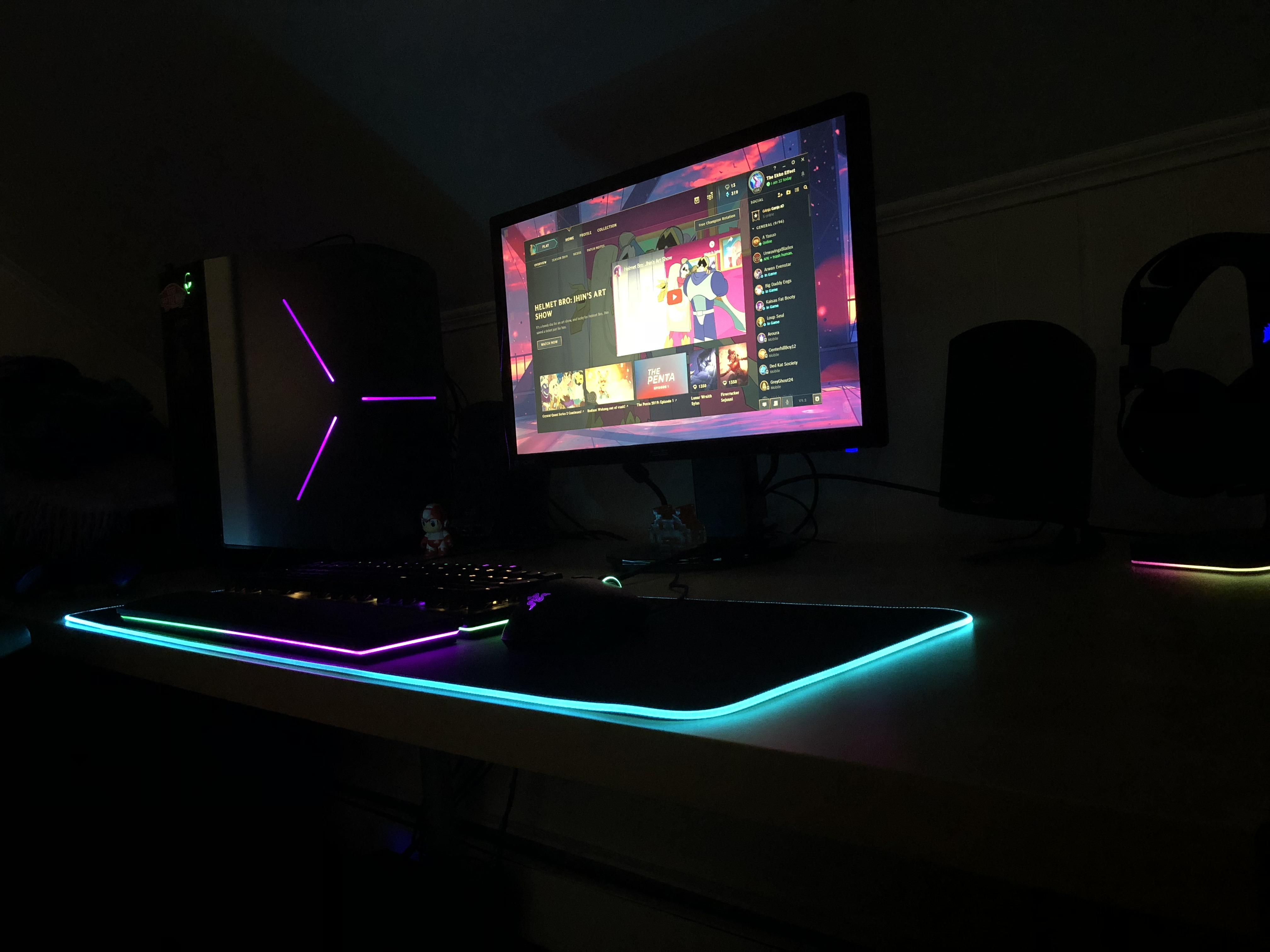 Current battlestation setup. Mouse pads still newer, ignore the fold p