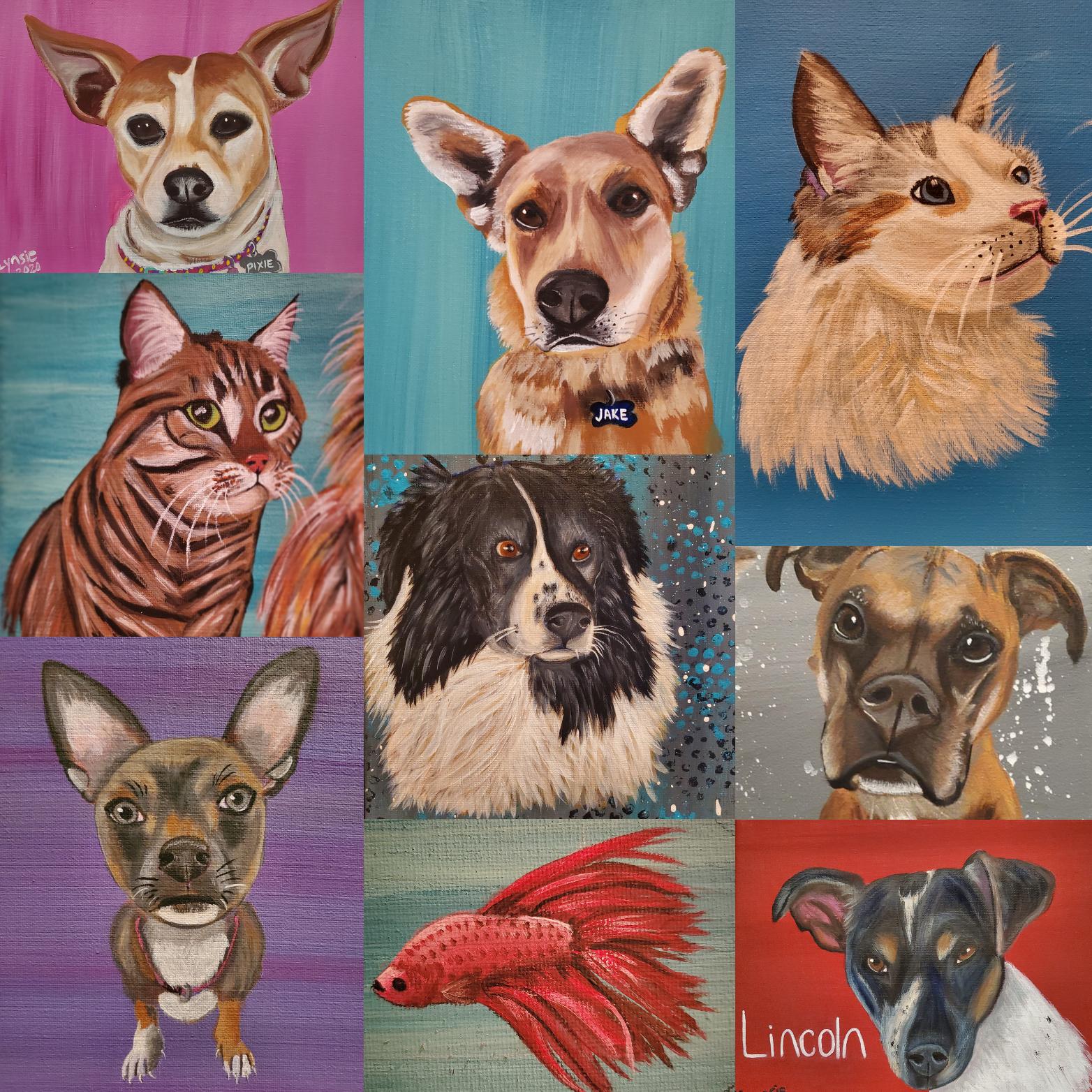 Pet portraits by me, acrylic, 2020 r/Art