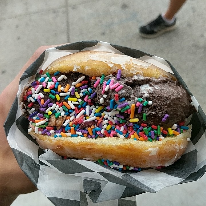 I ate a glazed donut ice cream sandwich with sprinkles FoodPorn
