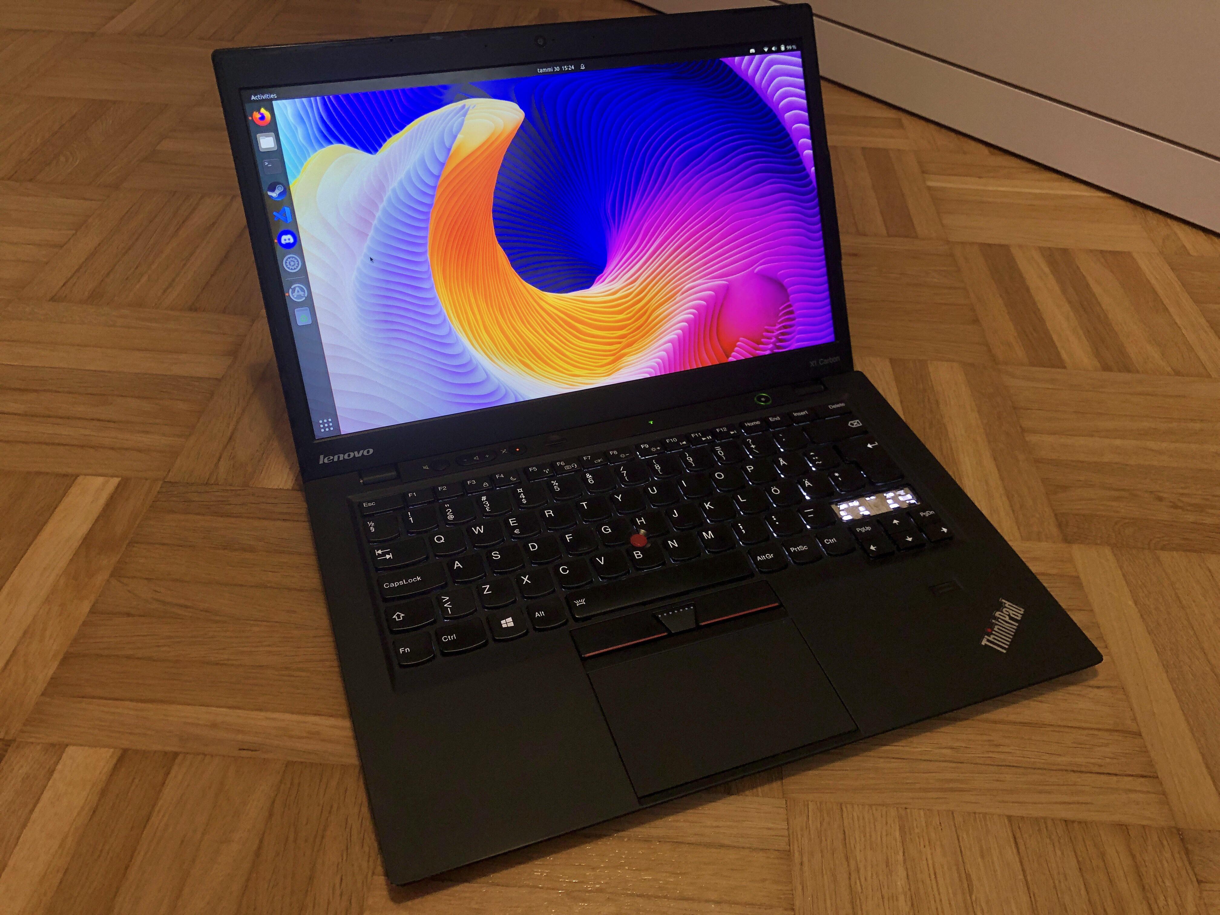 My secondary travel laptop, an X1 Carbon 1st gen (more info in a