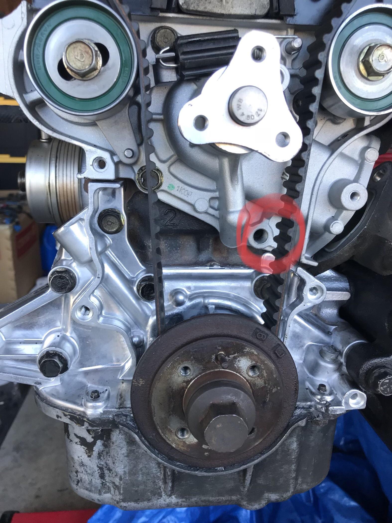 NA Water Pump Bolt Issue Water pump hole not lining up with threes in
