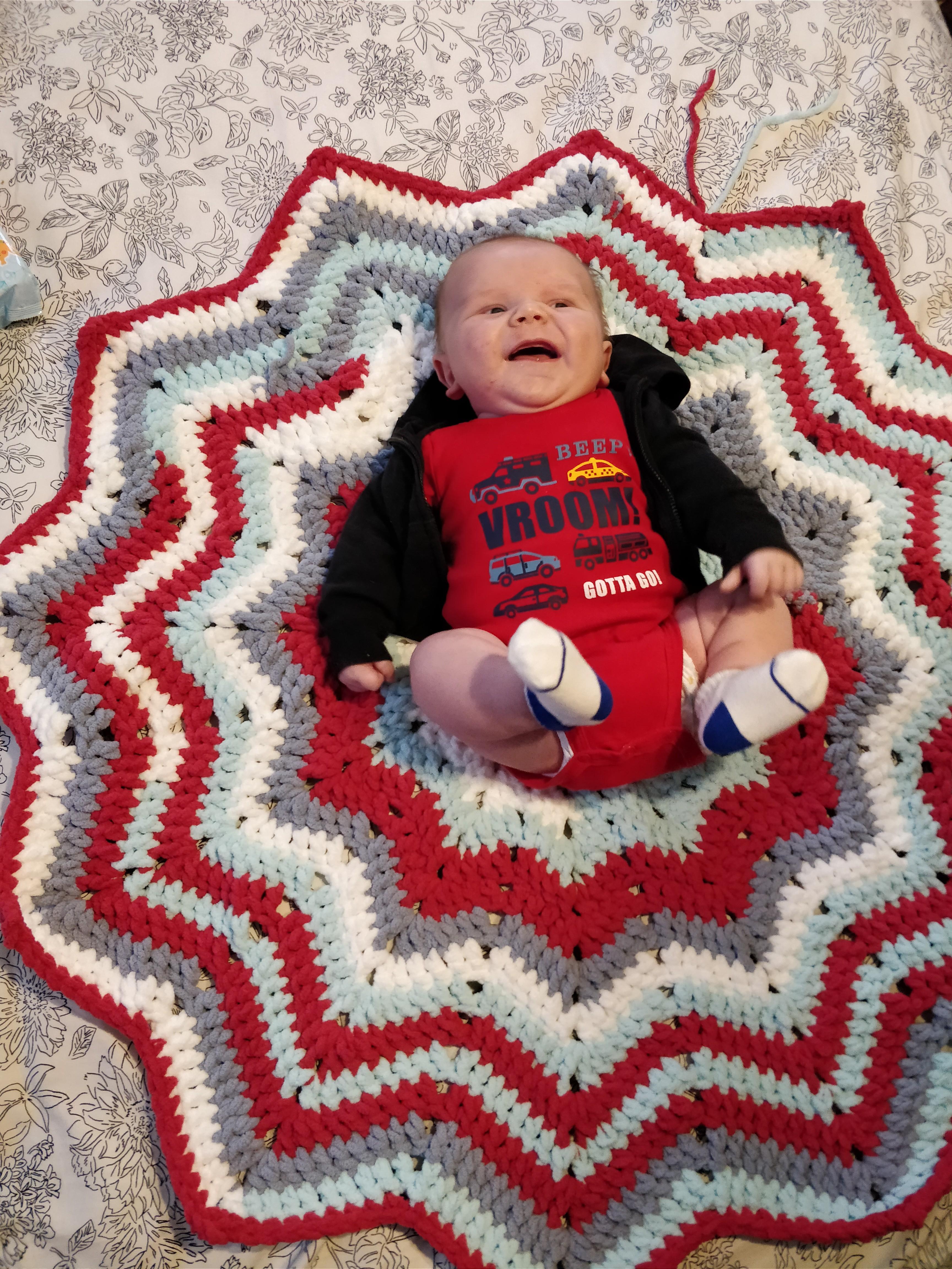 Started a baby blanket last night, finished this evening. I haven't yet