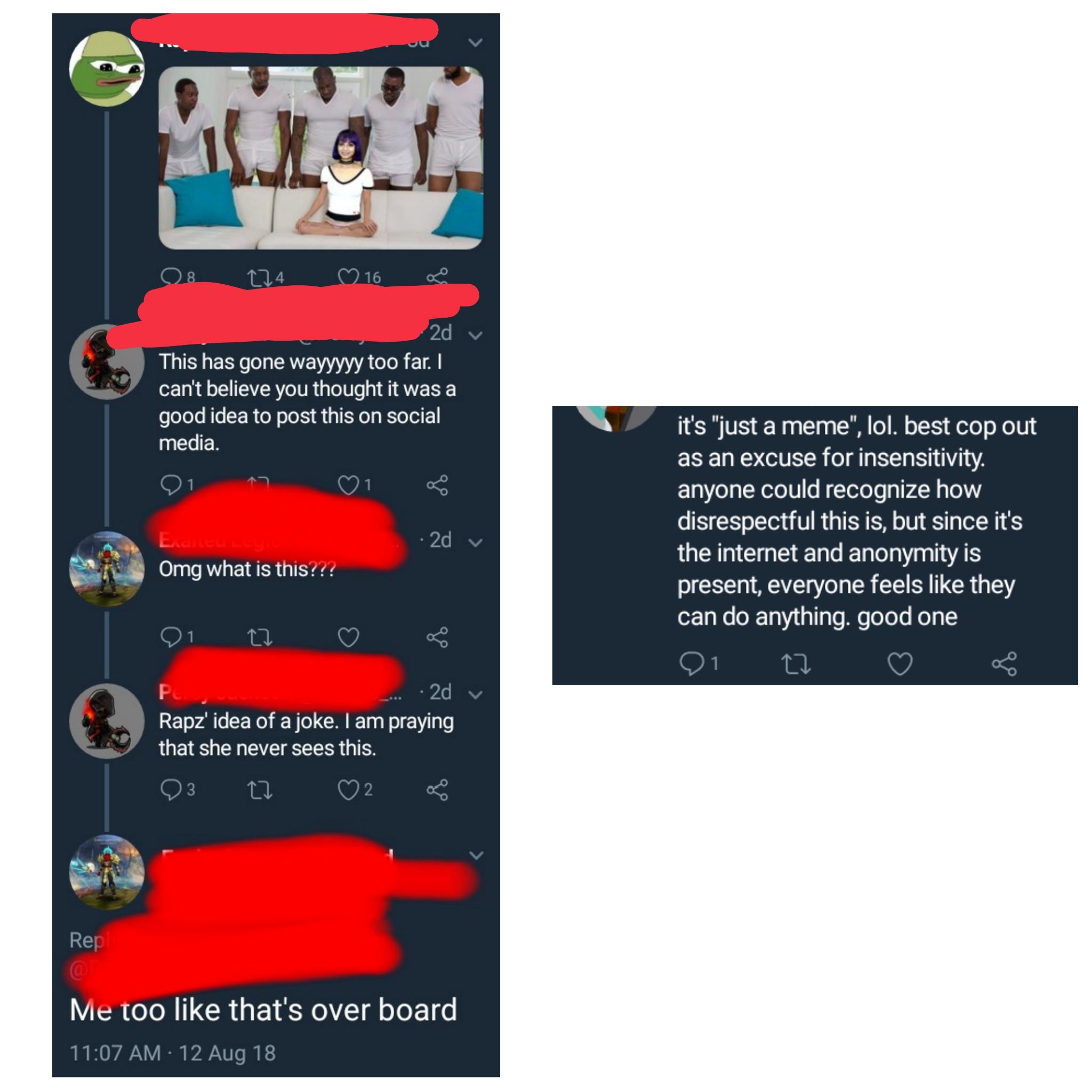 Whiteknighting on a meme whiteknighting