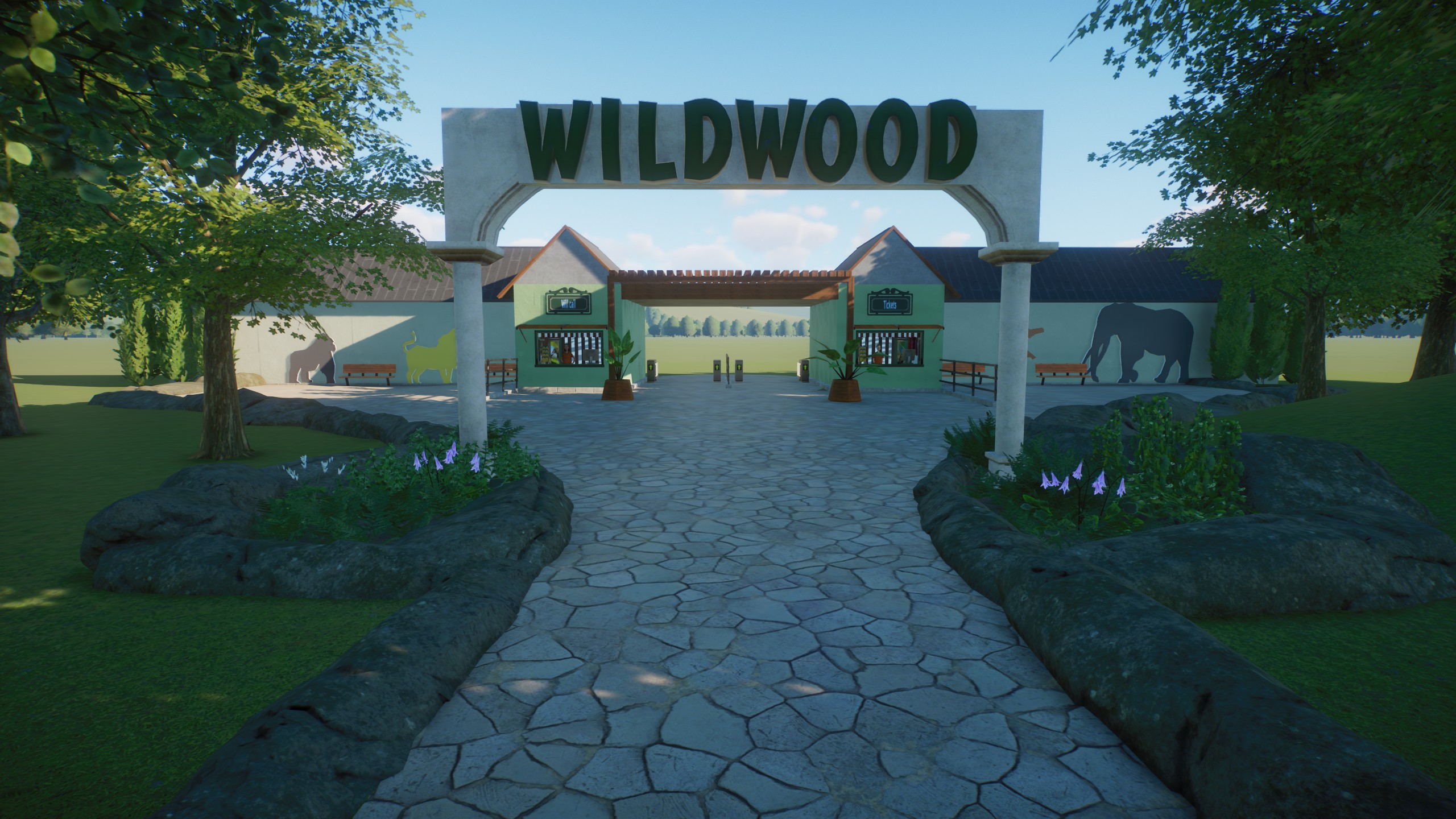 Entrance plaza for my (mostly)realistic sandbox zoo
