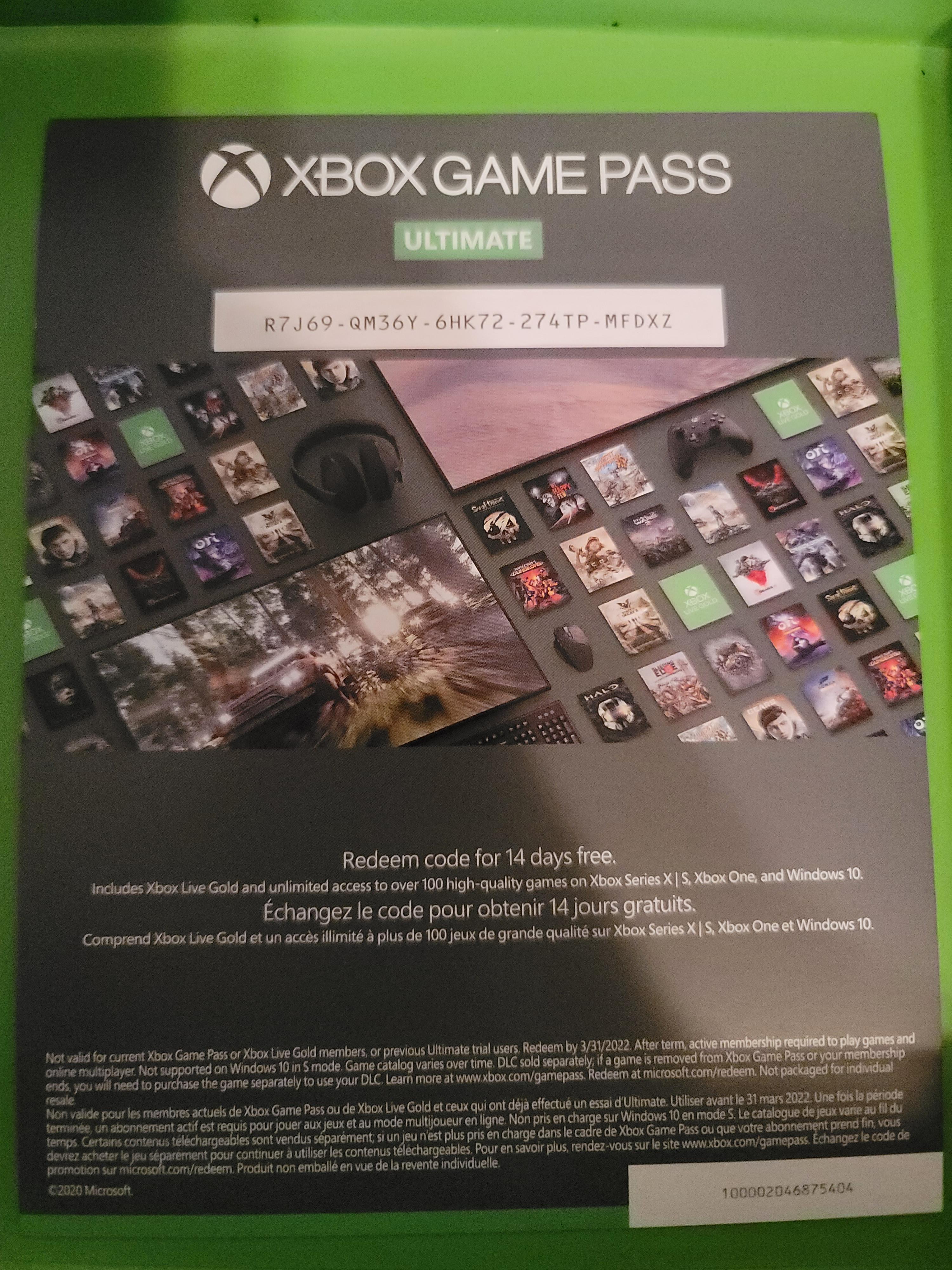14 DAY ULTIMATE GAME PASS r/XboxSeriesX