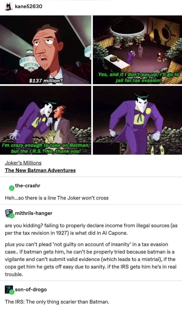 Joker vs the IRS r/tumblr