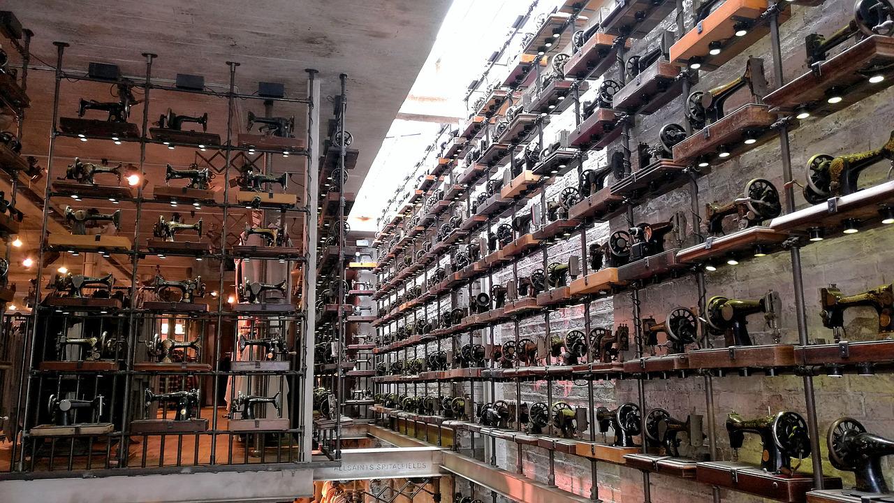 Impressive collection of vintage Singer sewing machines at AllSaints, a